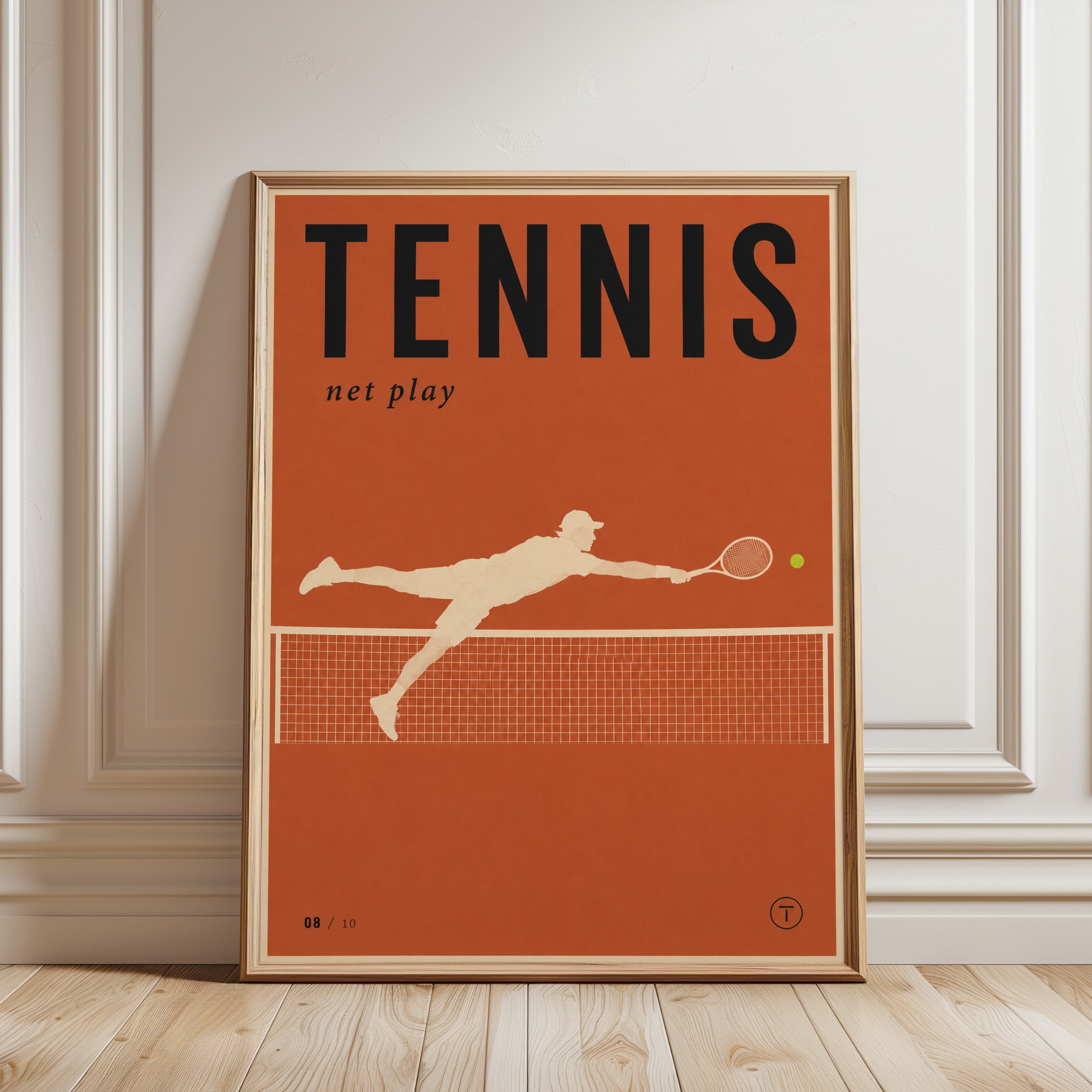 Vintage Tennis Poster Print: Retro Sports Art - framed detail