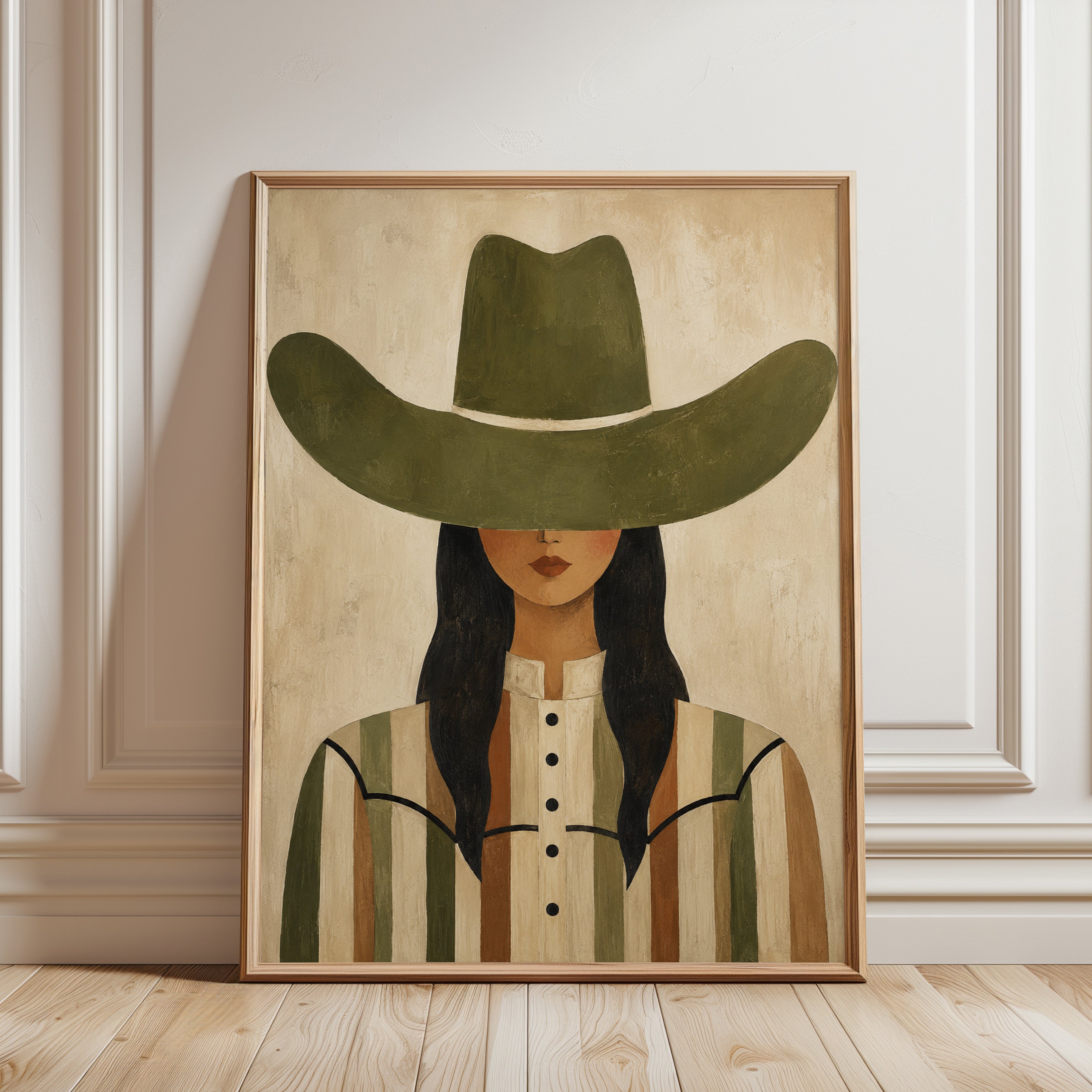 Western Woman Portrait – Cowgirl Wall Art - framed detail