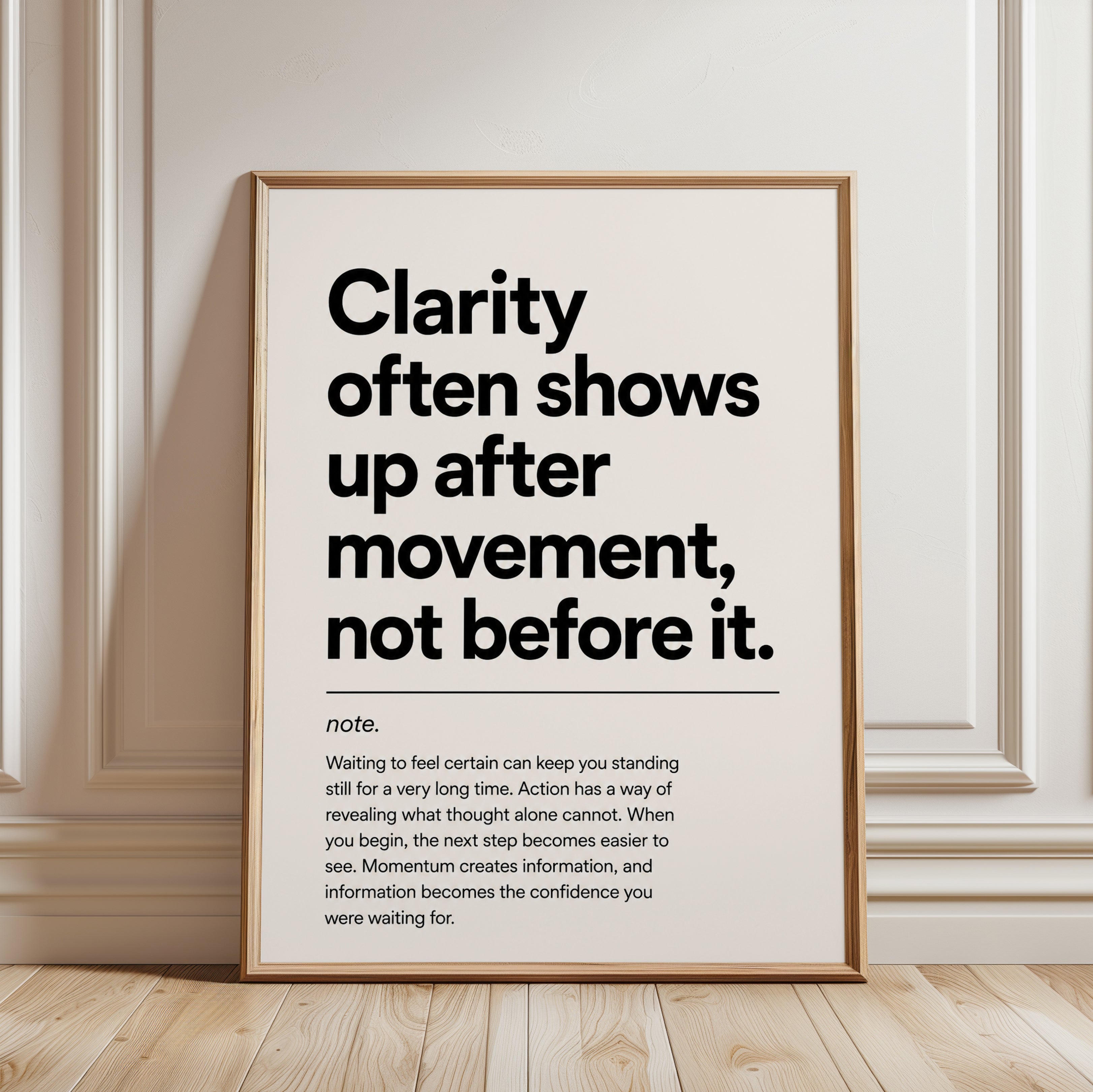 Motivational Wall Art: Modern Typography - framed detail