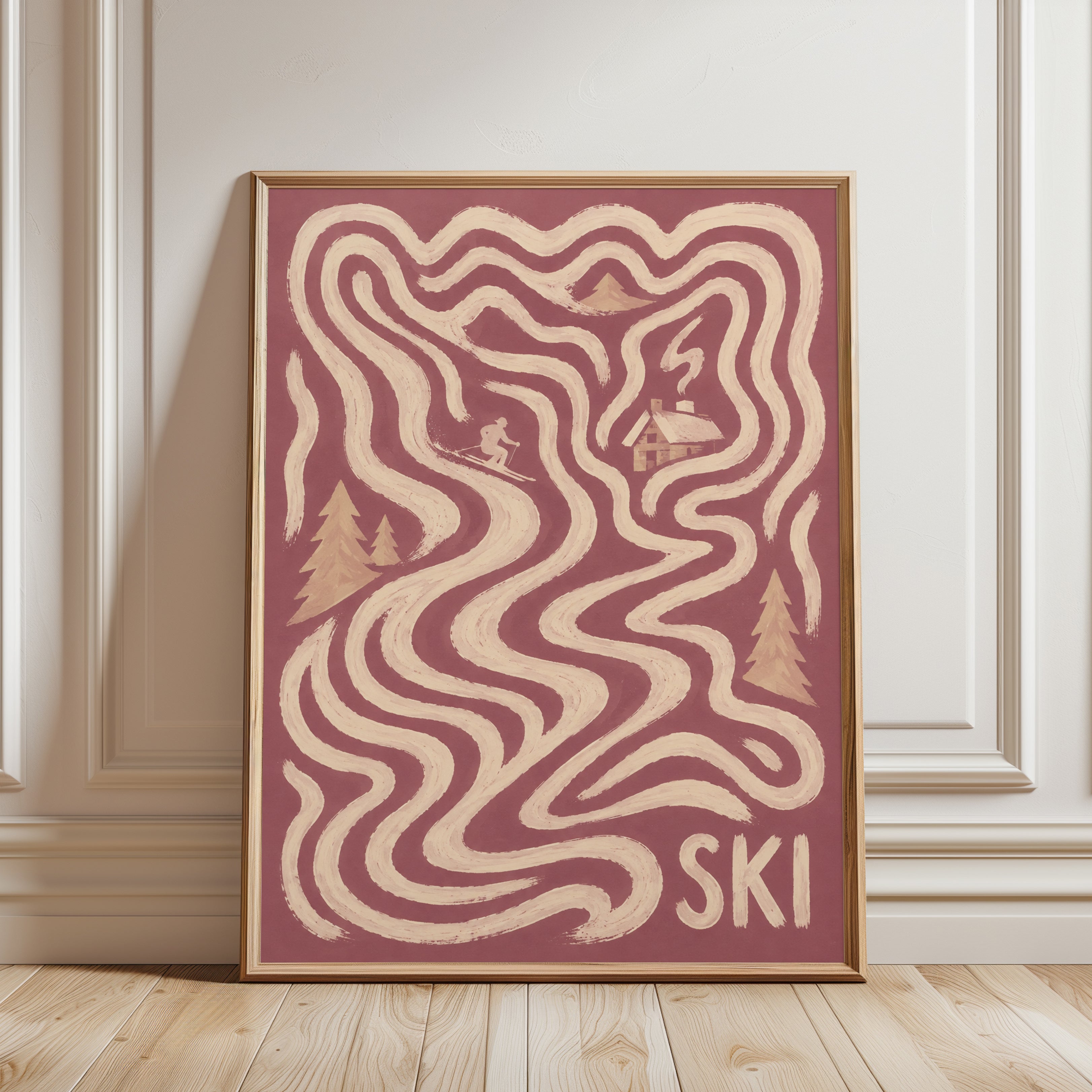 Ski Poster – Vintage Ski Print - framed detail