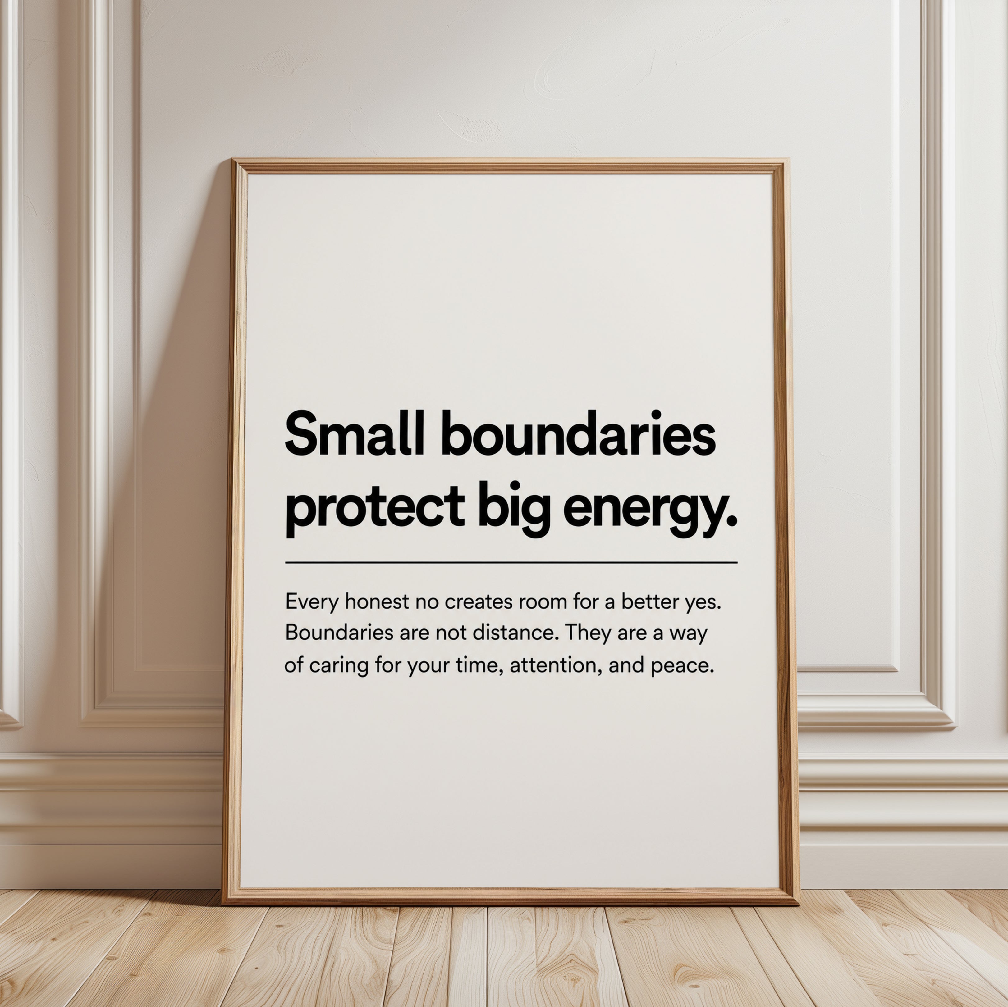 Mental Health Wall Art: Boundaries Quote - framed detail