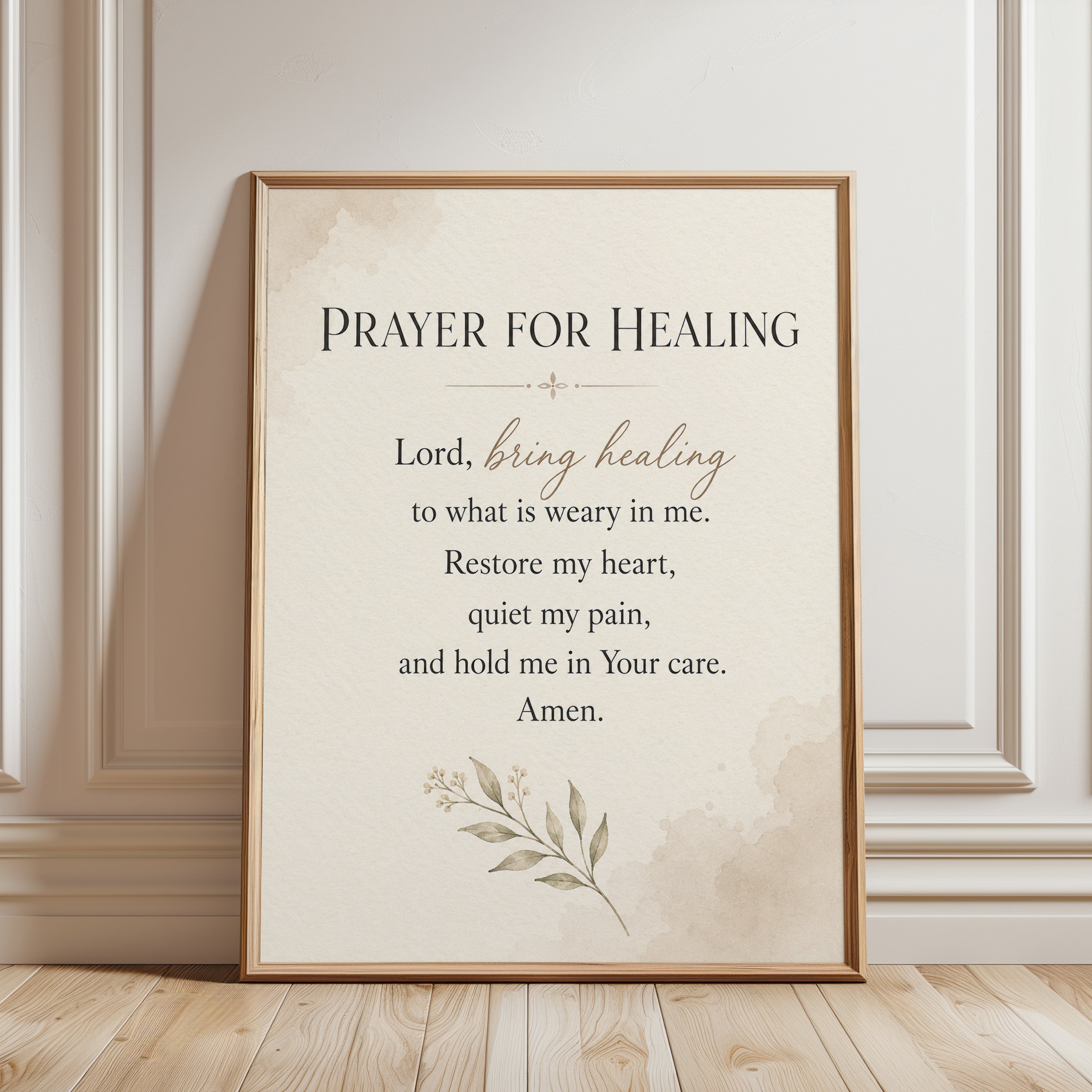 Prayer Wall Art – Healing Prayer Print - framed detail