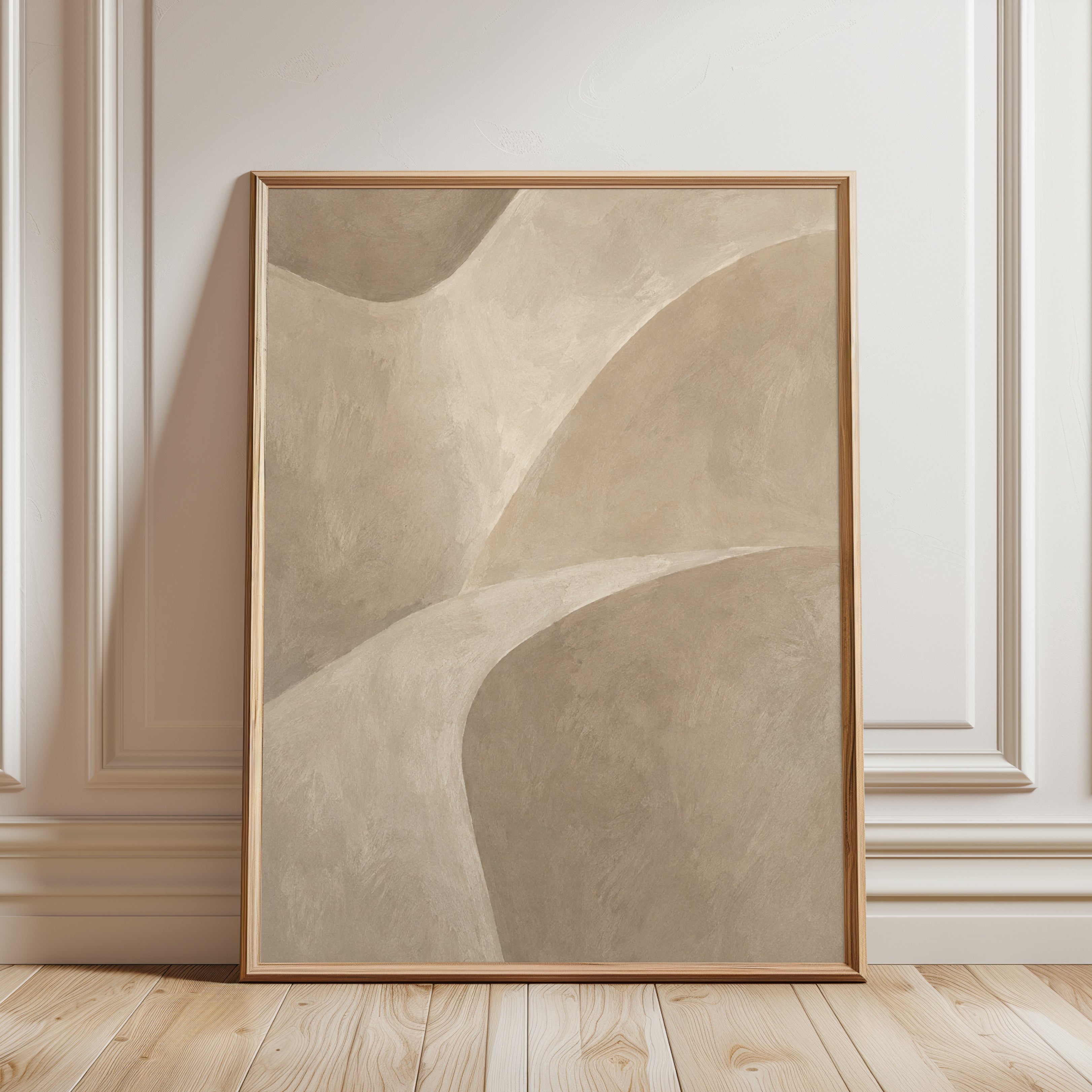 Neutral Abstract Wall Art - framed detail