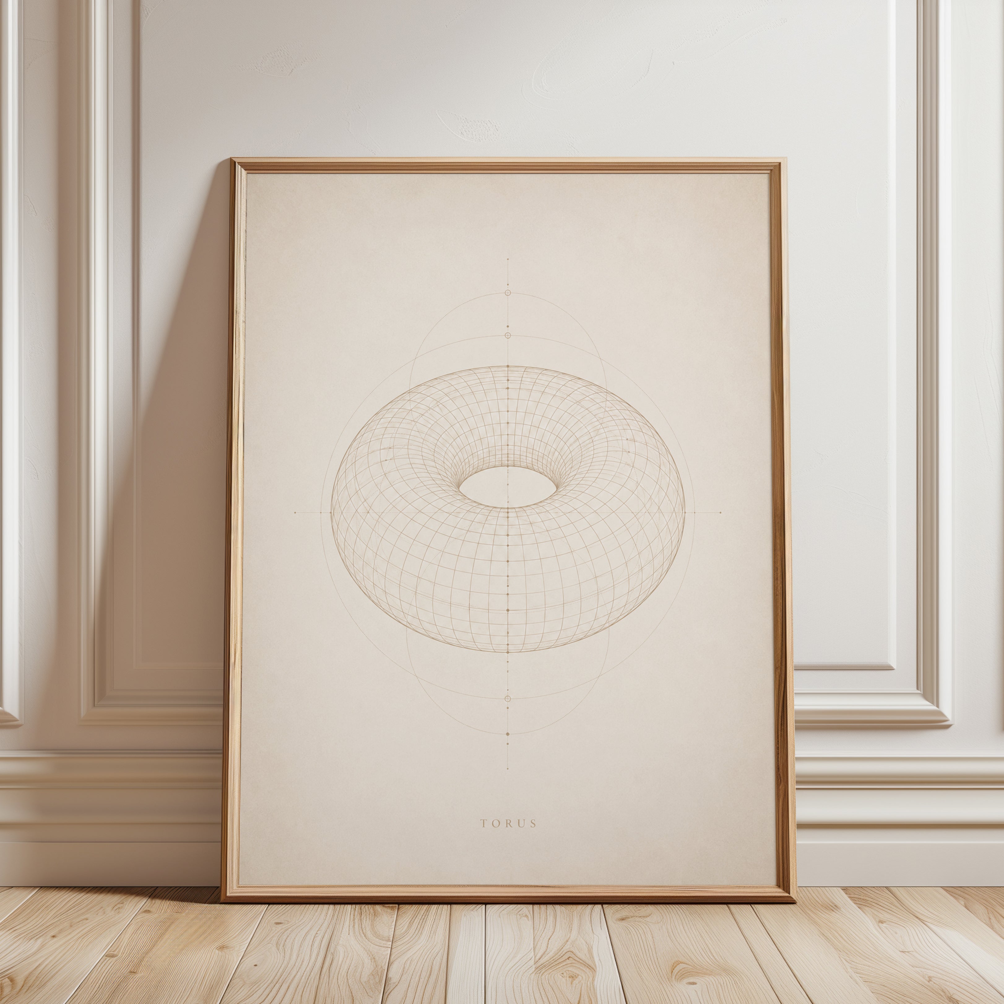 Torus Wireframe Art Print - framed detail