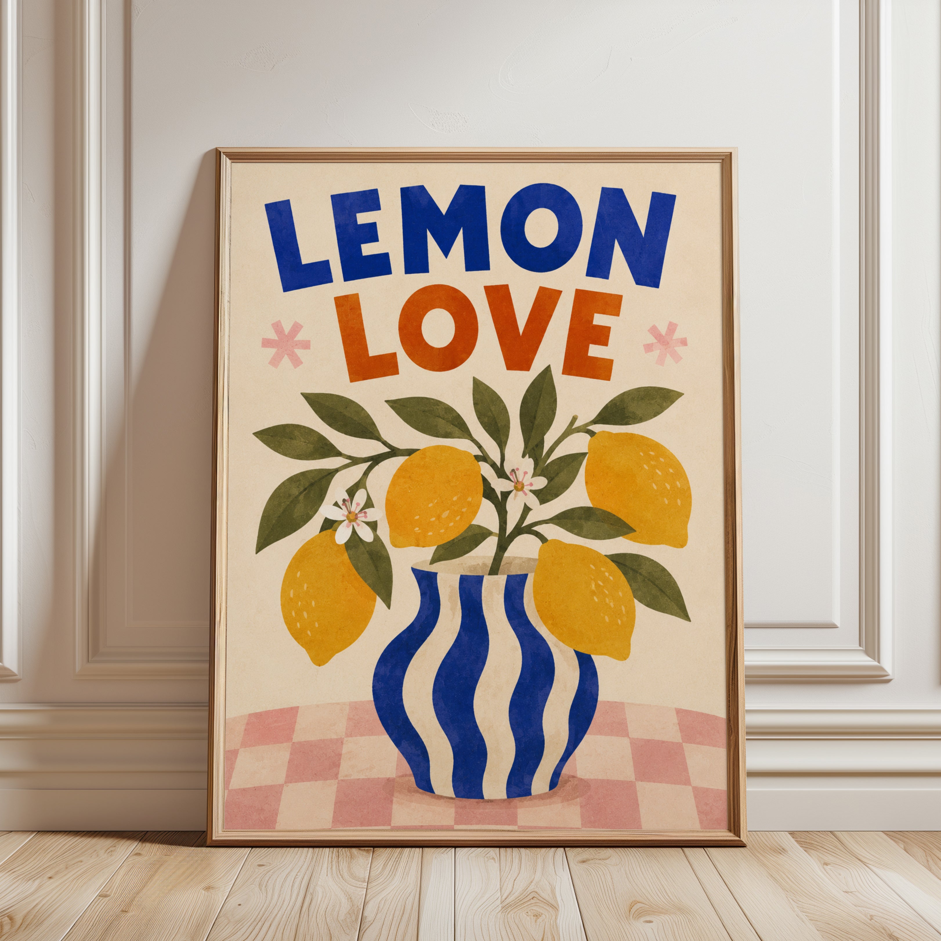 Lemon Kitchen Wall Art – Citrus Print - framed detail
