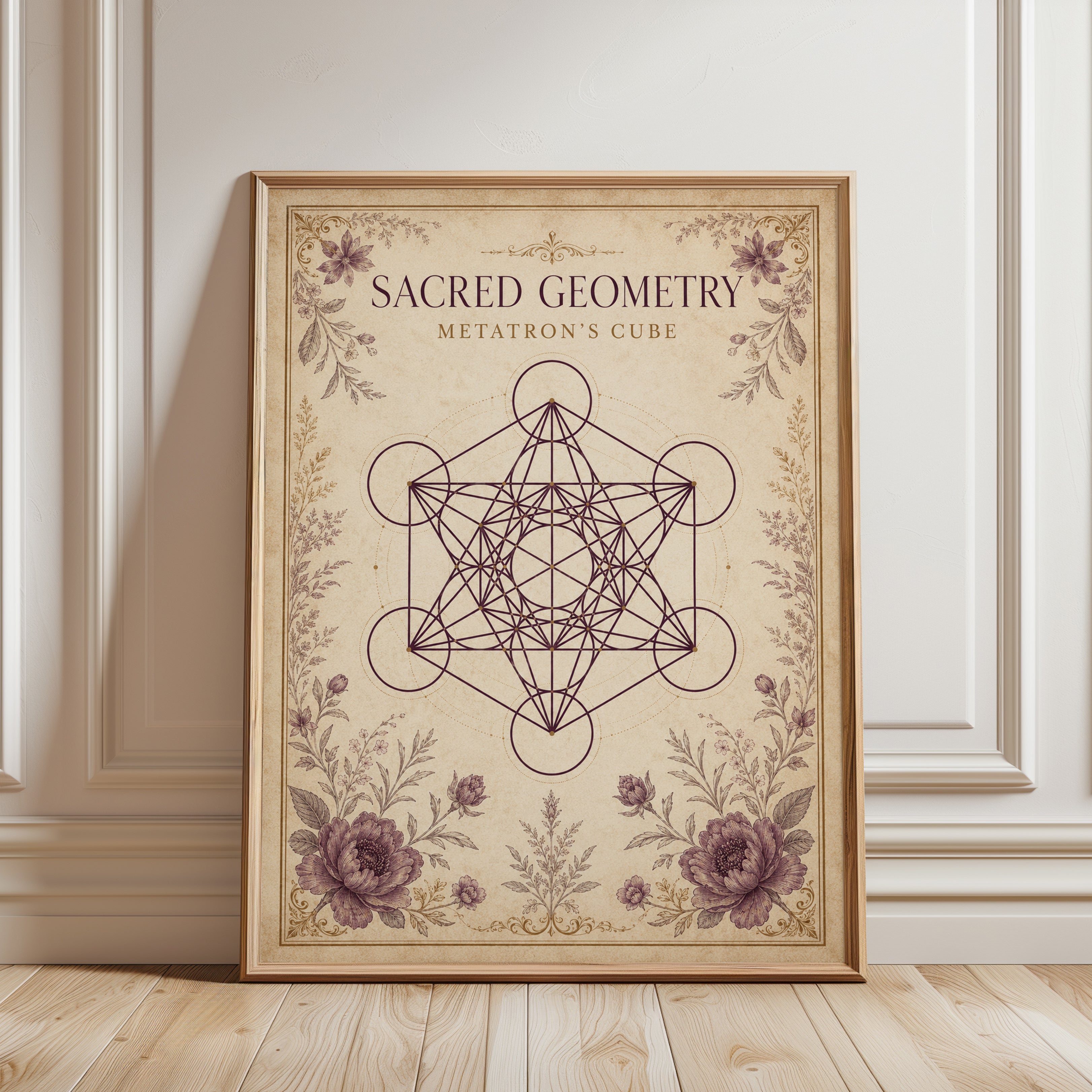 Metatron's Cube Sacred Geometry Print - framed detail