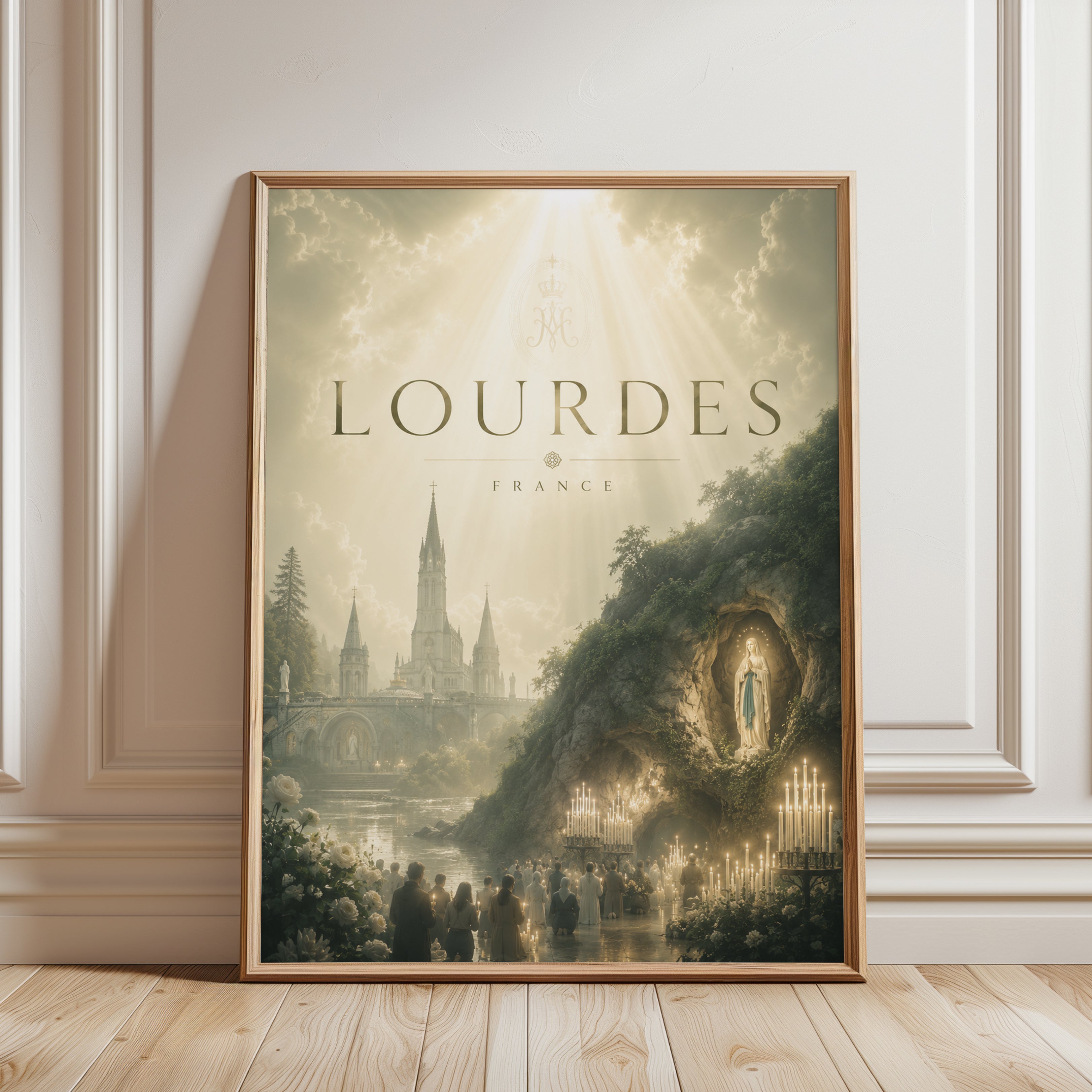 France Travel Poster – Lourdes Print - framed detail