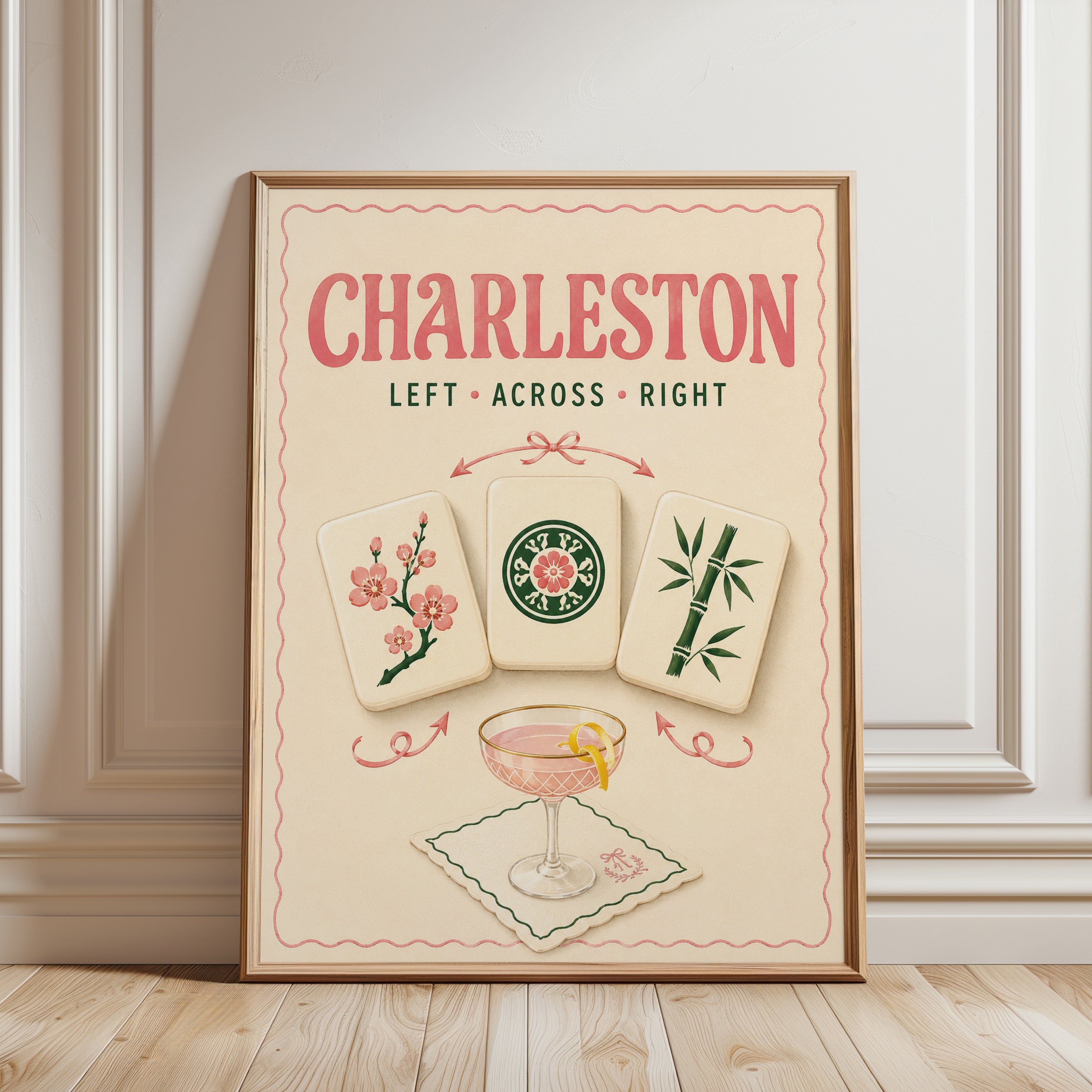 Mahjong Wall Art – Charleston Game Room Decor - framed detail
