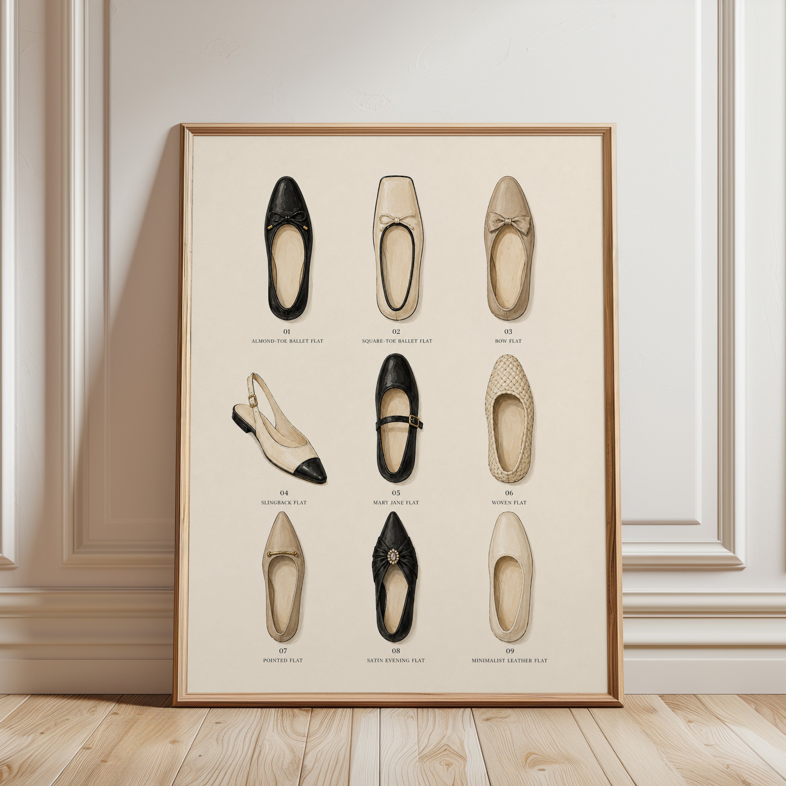 Ballet Flats Poster – Shoe Collection Print - framed detail