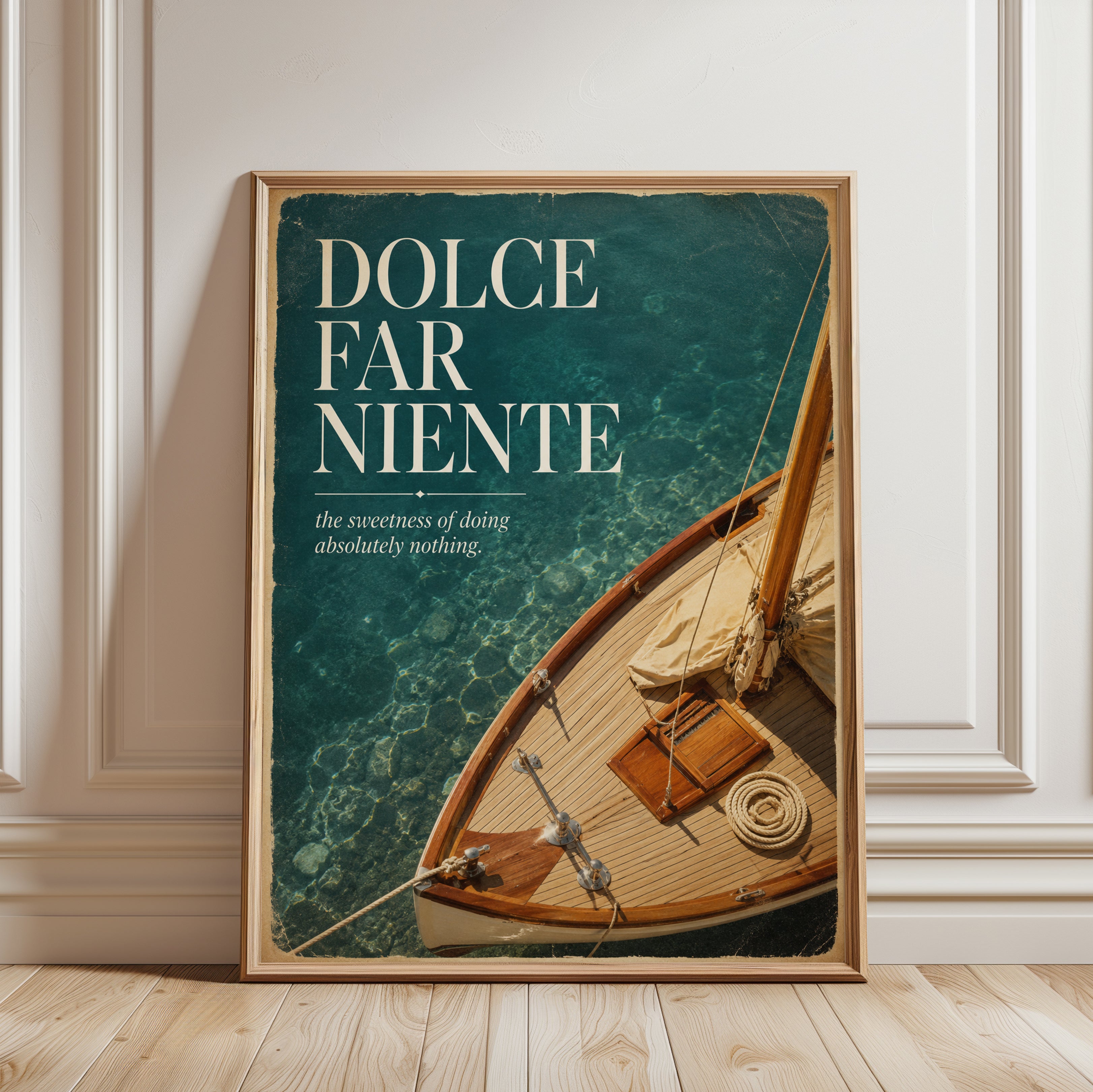 Dolce Far Niente Boat Print - framed detail