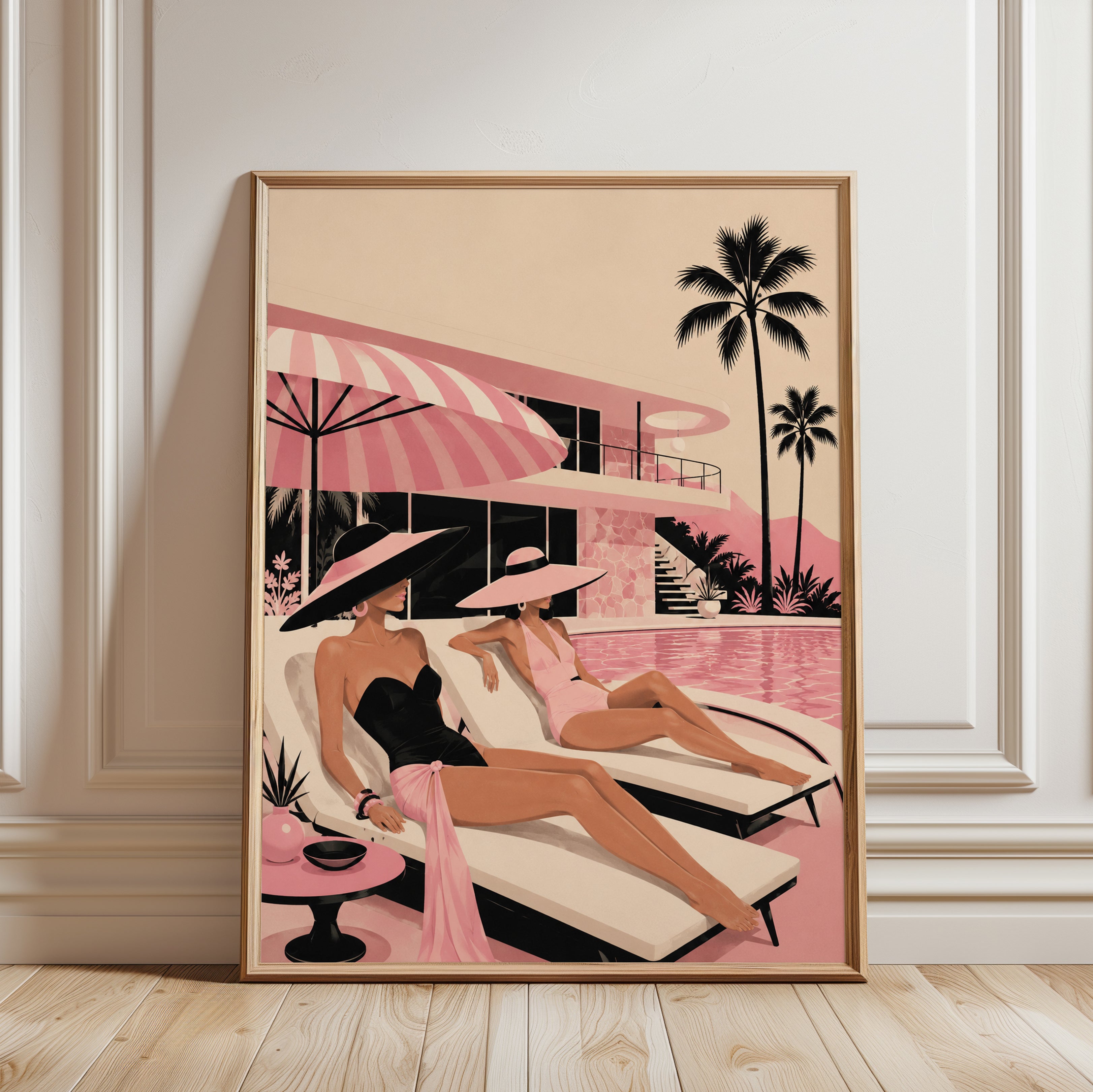 Poolside Wall Art – Retro Summer Print - framed detail