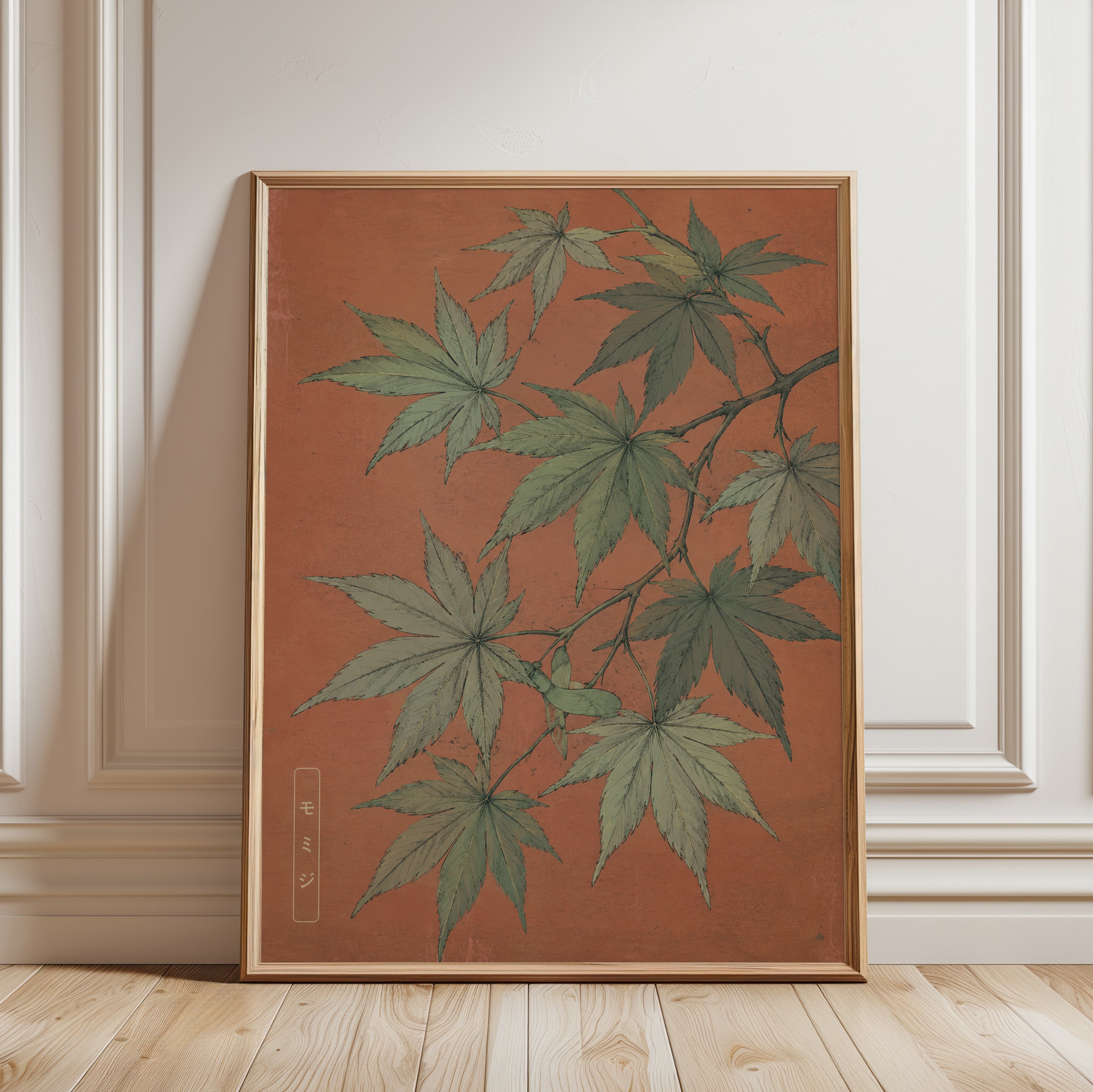 Japanese Cannabis Botanical Print — Vintage Illustration Style - framed detail