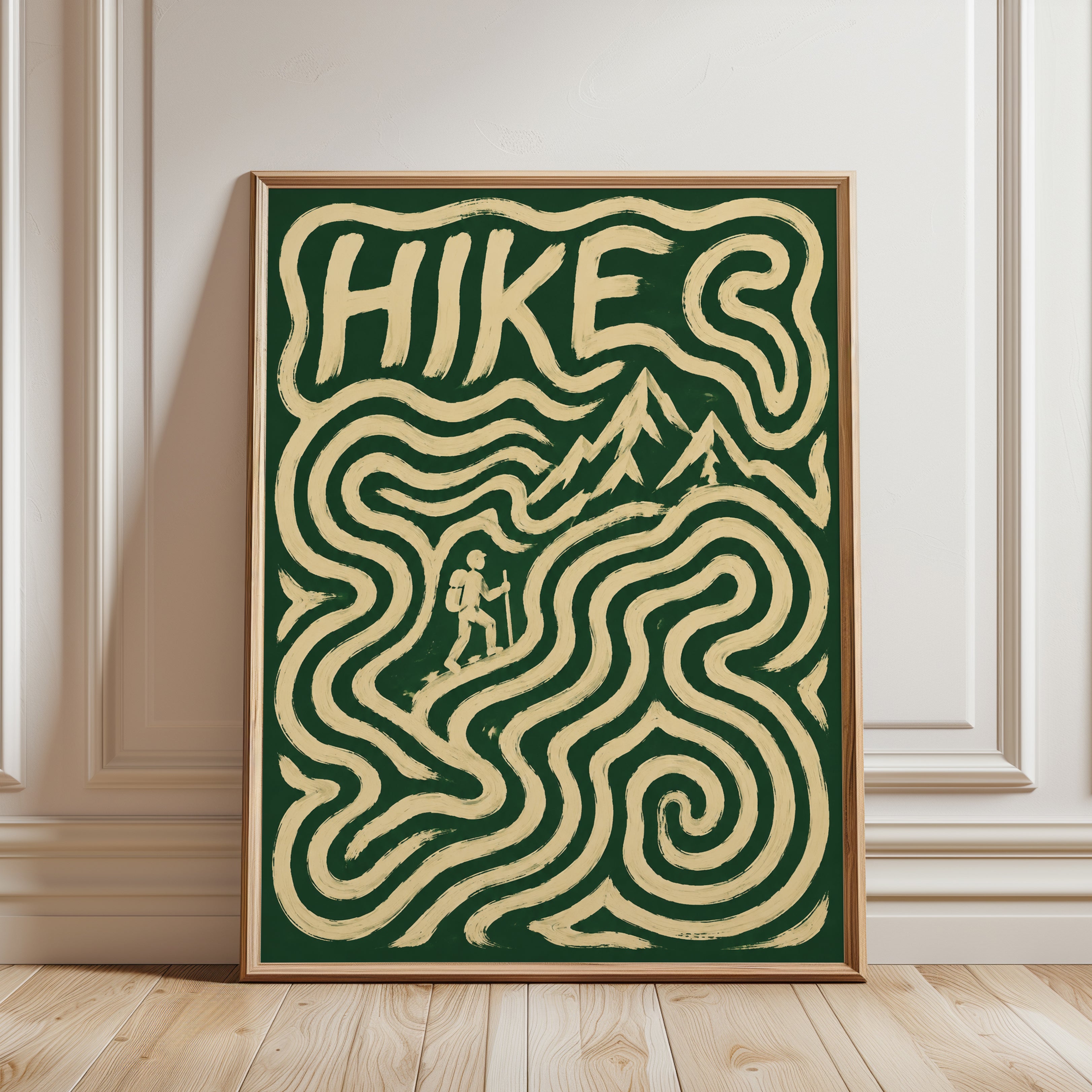 Hiking Wall Art – Retro Outdoor Print - framed detail