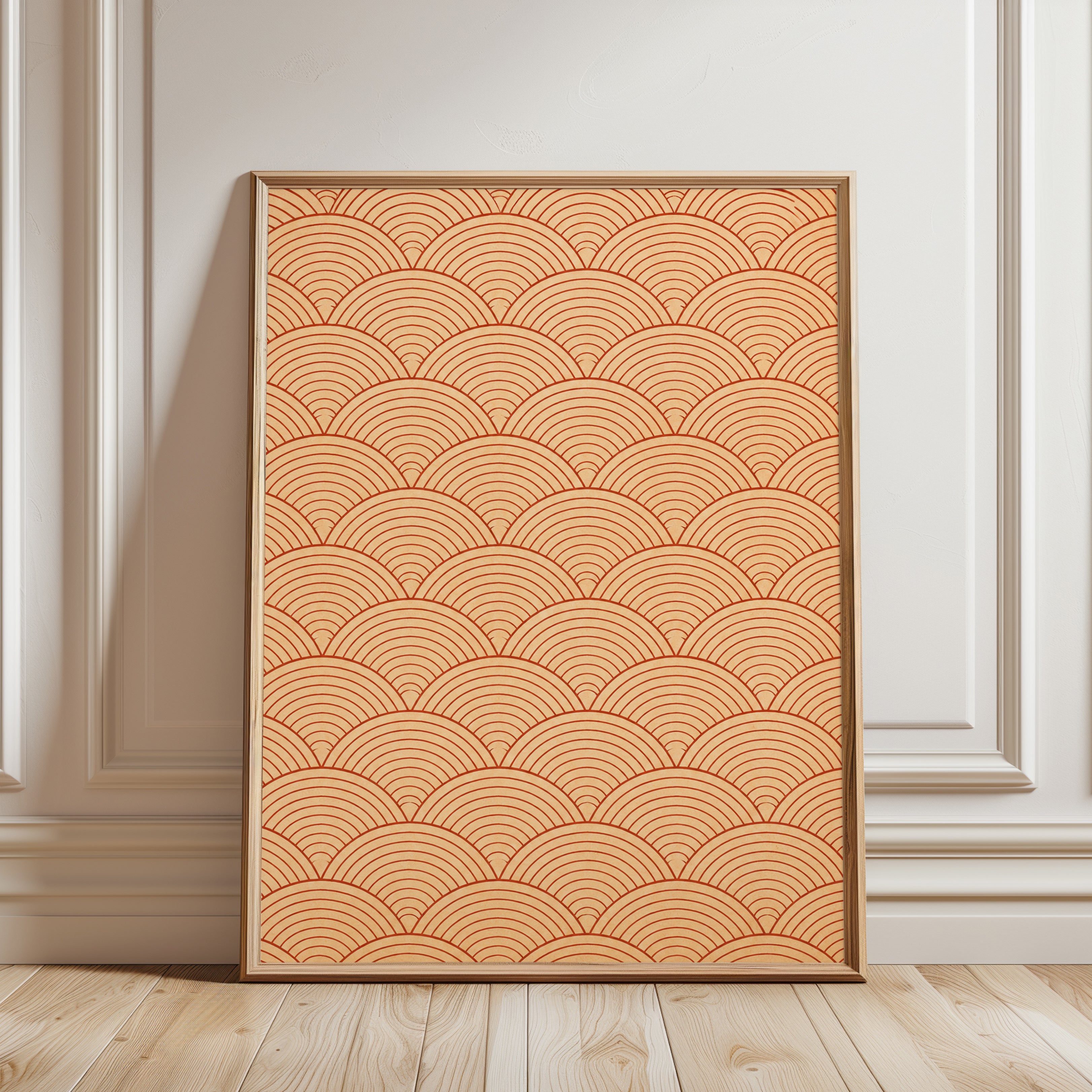 Seigaiha Wall Art Print: Japanese Wave Pattern - framed detail