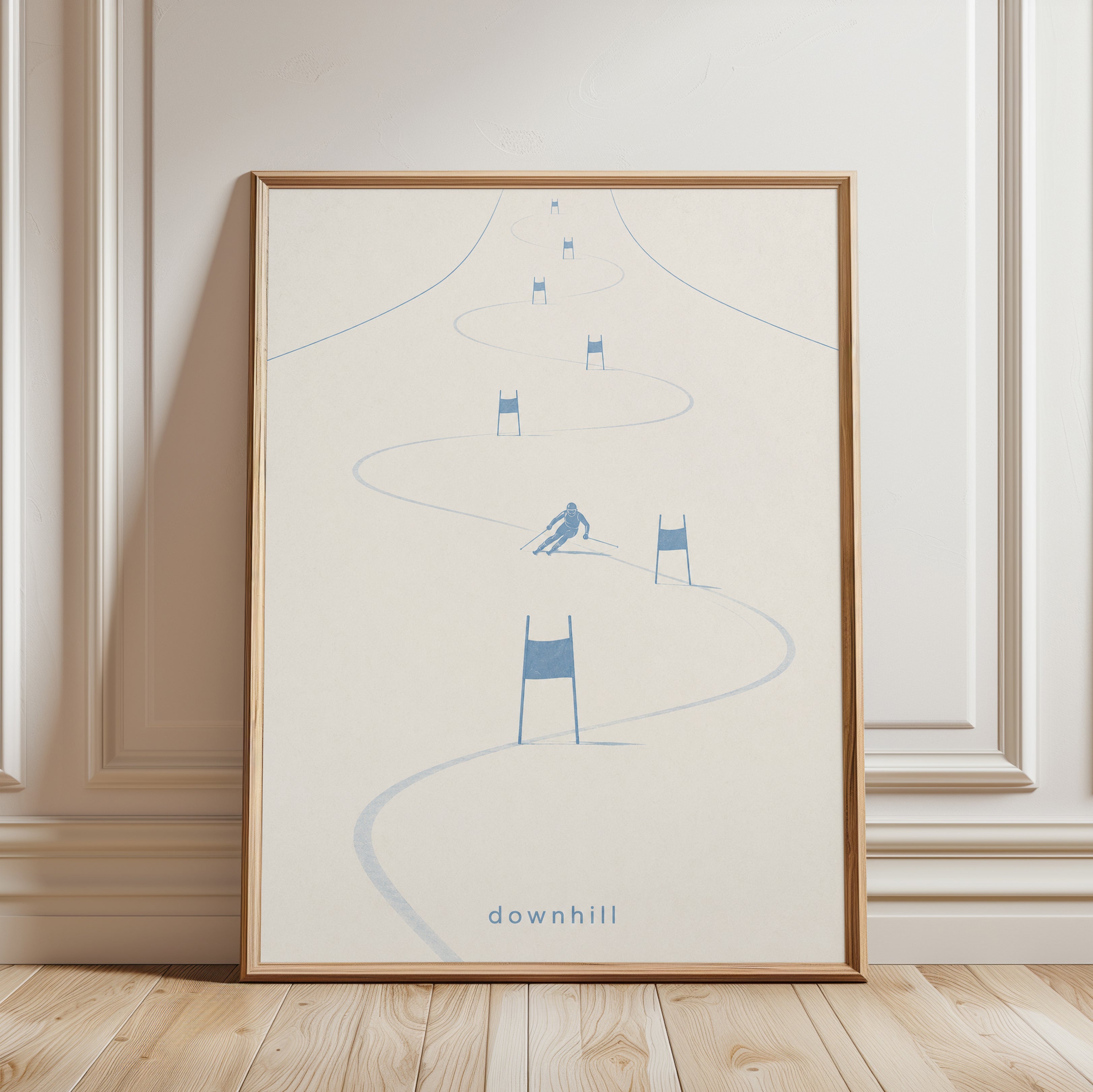 Downhill Skiing Poster - framed detail