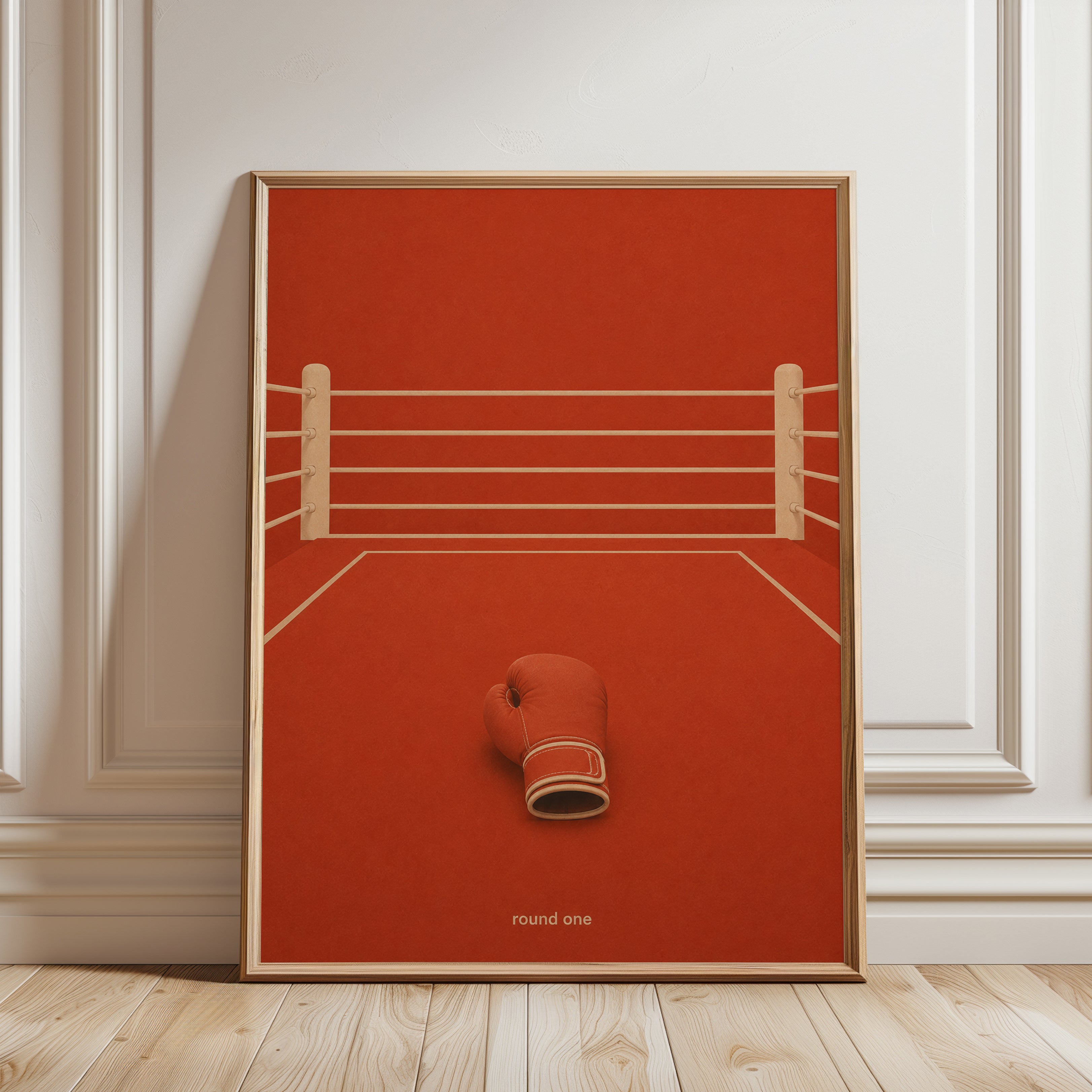 Boxing Ring Print – Vintage Sports Poster - framed detail