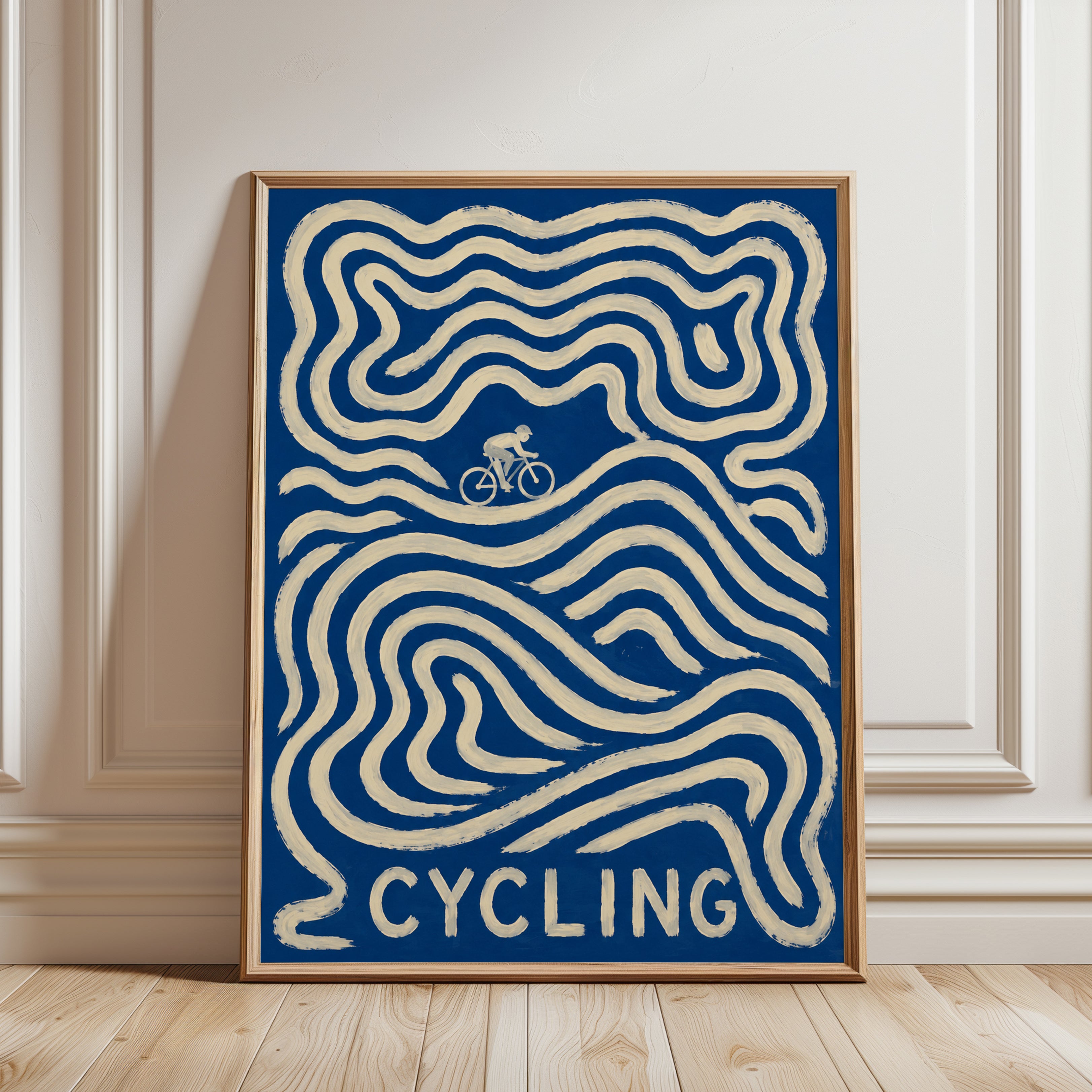 Cycling Poster – Retro Bike Wall Art - framed detail