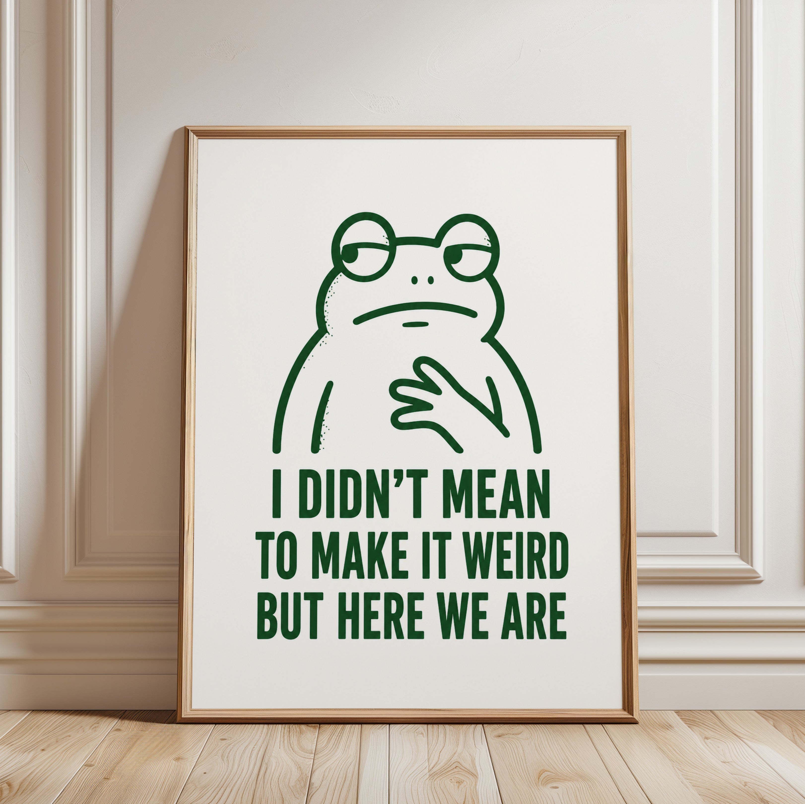 Frog Quote Wall Art: Funny Animal Print (A4 and Larger Sizes) - framed detail