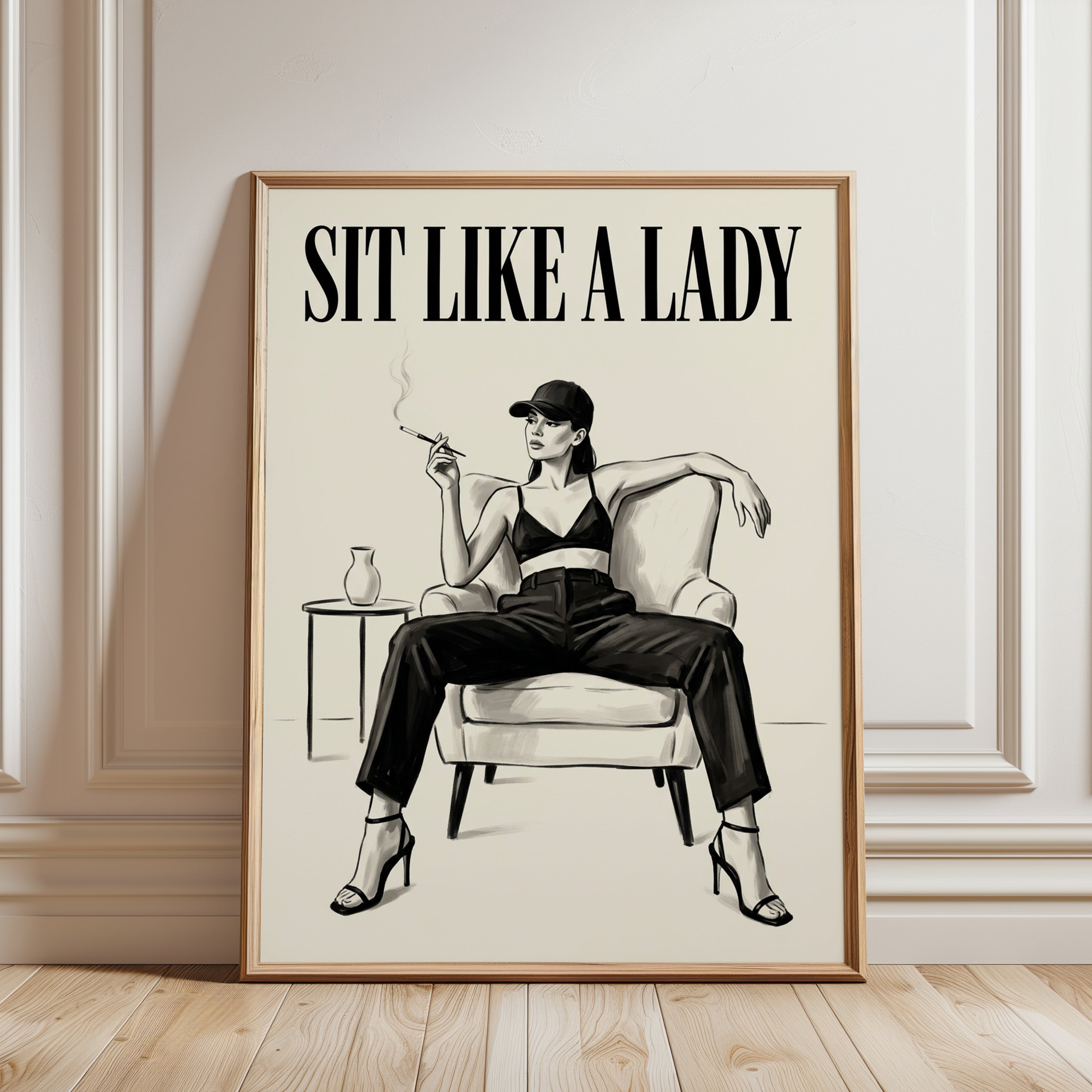 Fashion Illustration Print: Bold Female Figure - framed detail