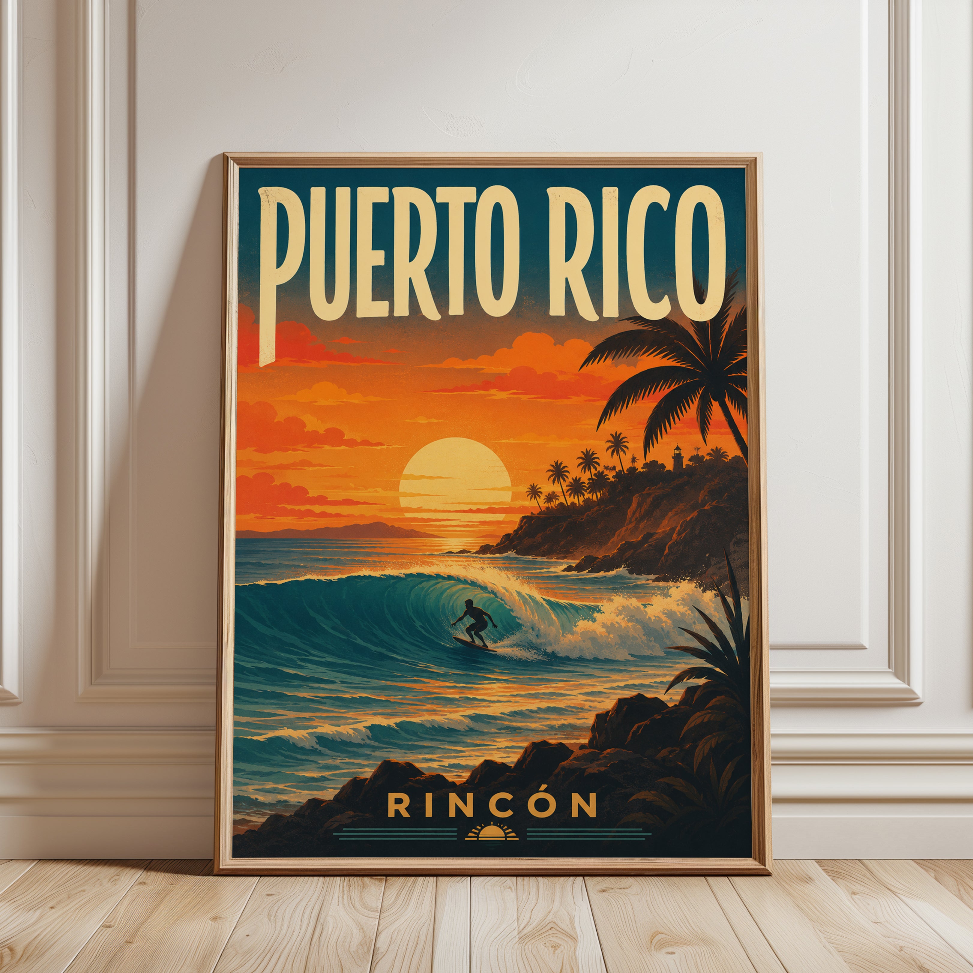Puerto Rico Travel Poster - framed detail