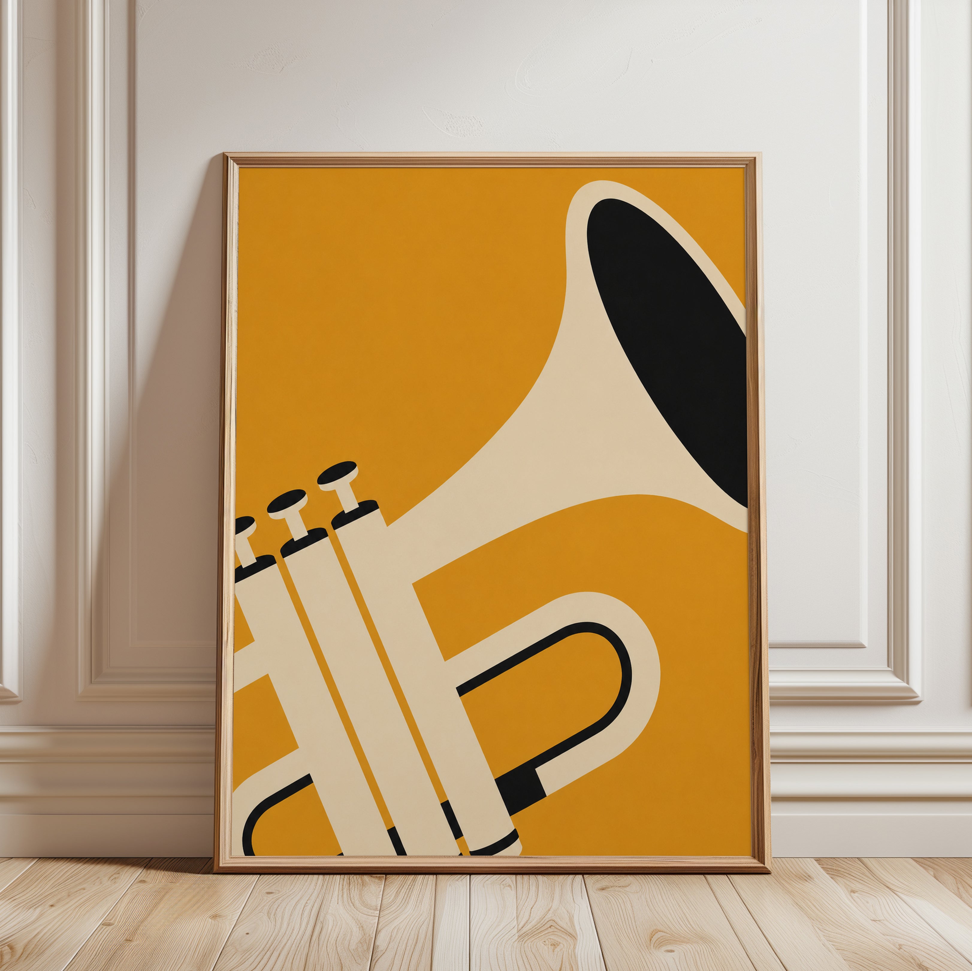 Trumpet Wall Art – Jazz Music Print - framed detail