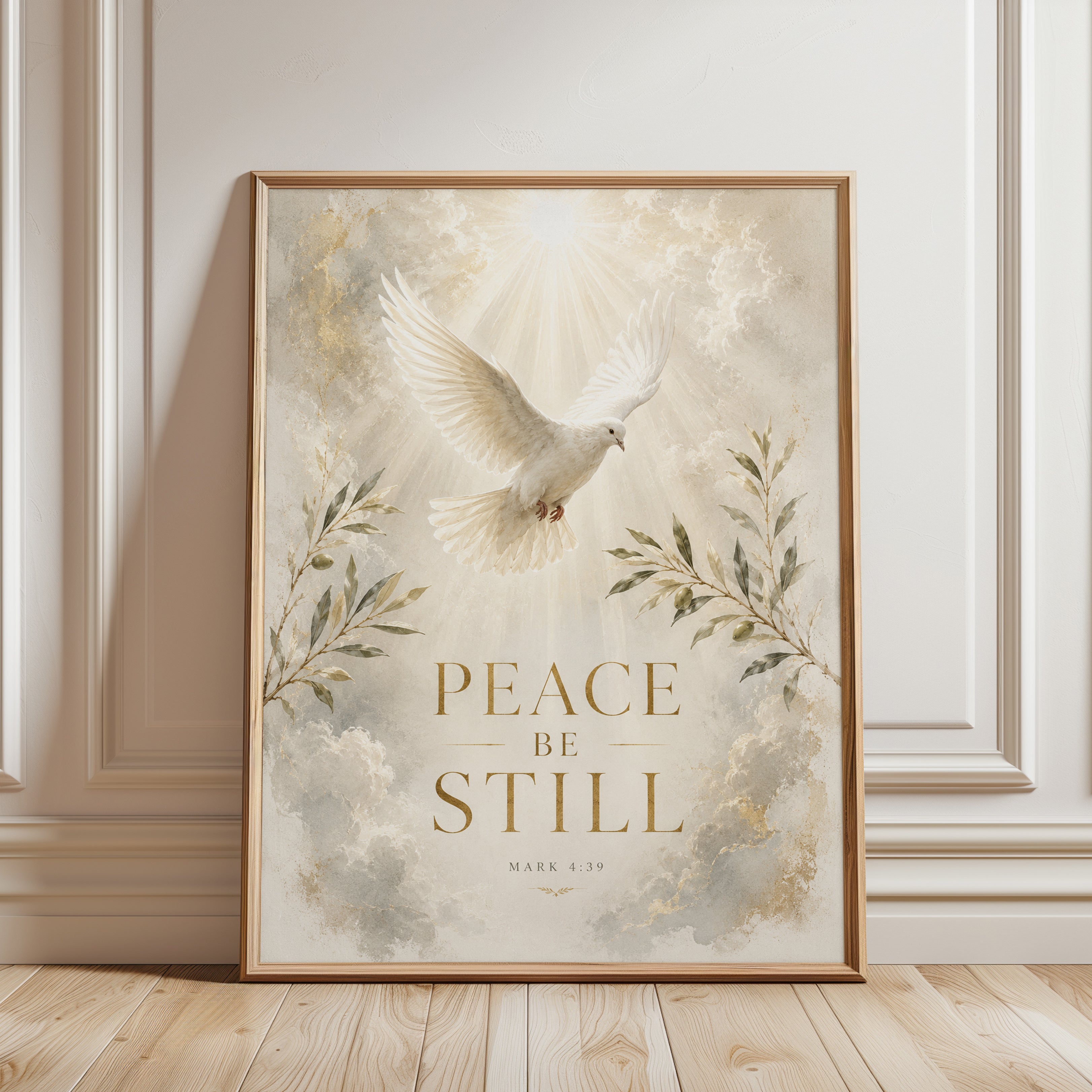 Peace Be Still Print – Scripture Wall Art - framed detail