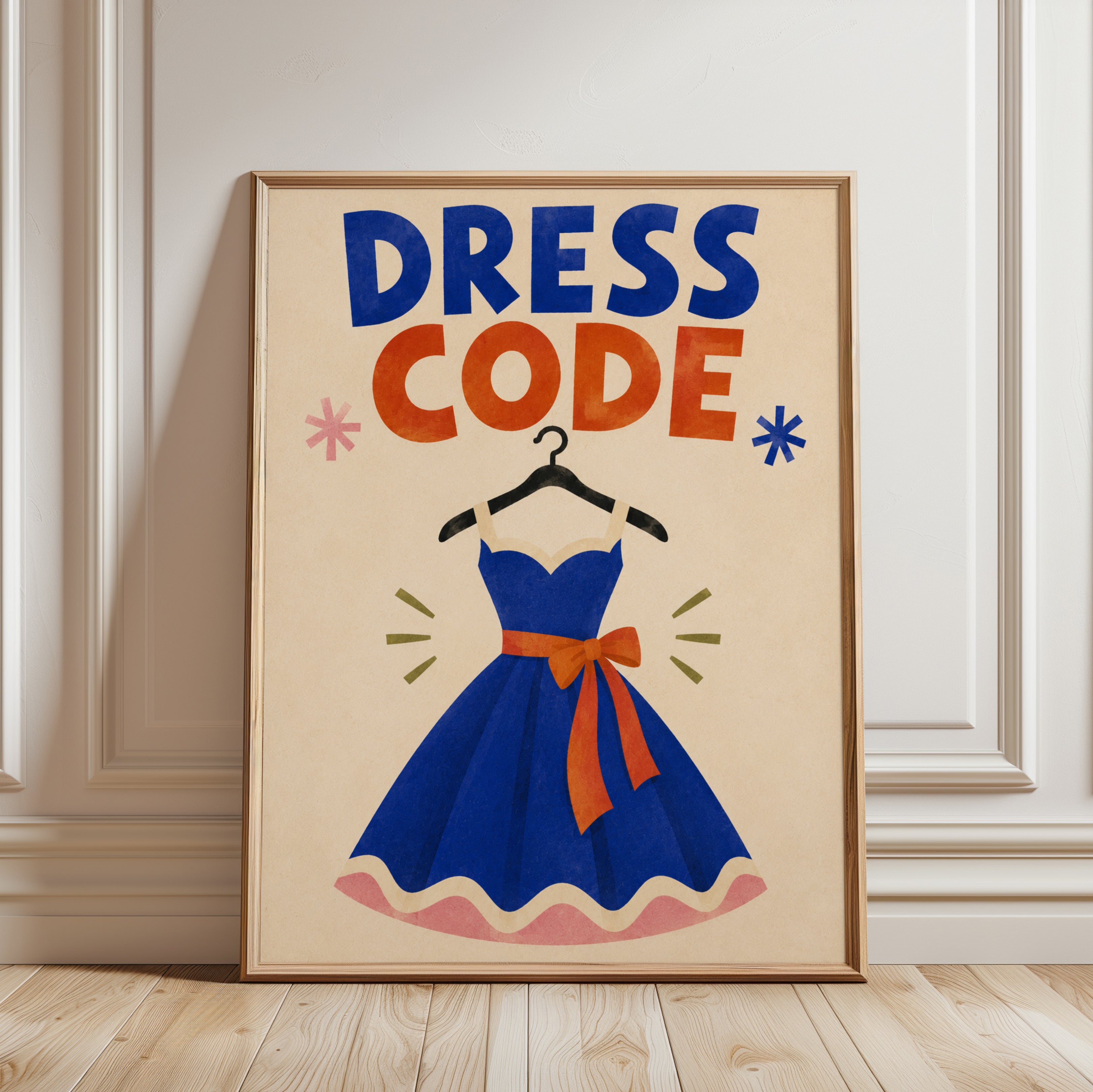 Dress Code Poster – Closet Wall Art - framed detail