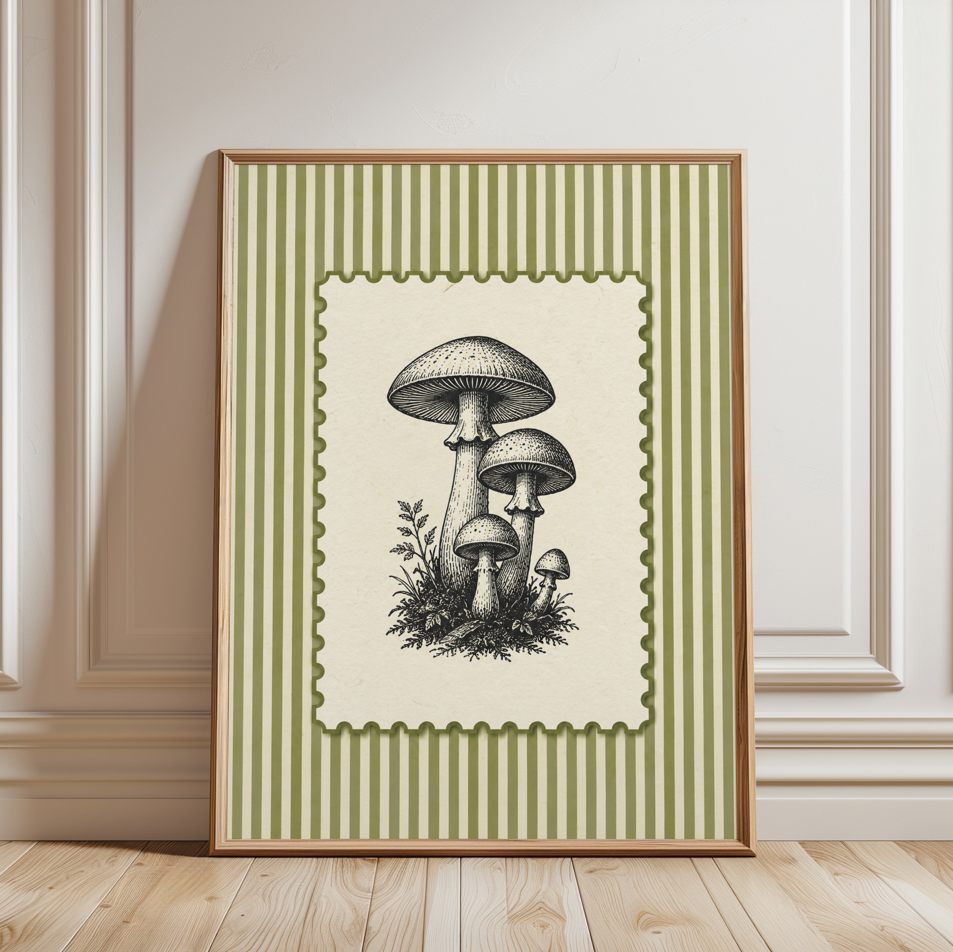 Mushroom Wall Art – Vintage Botanical Print - framed detail