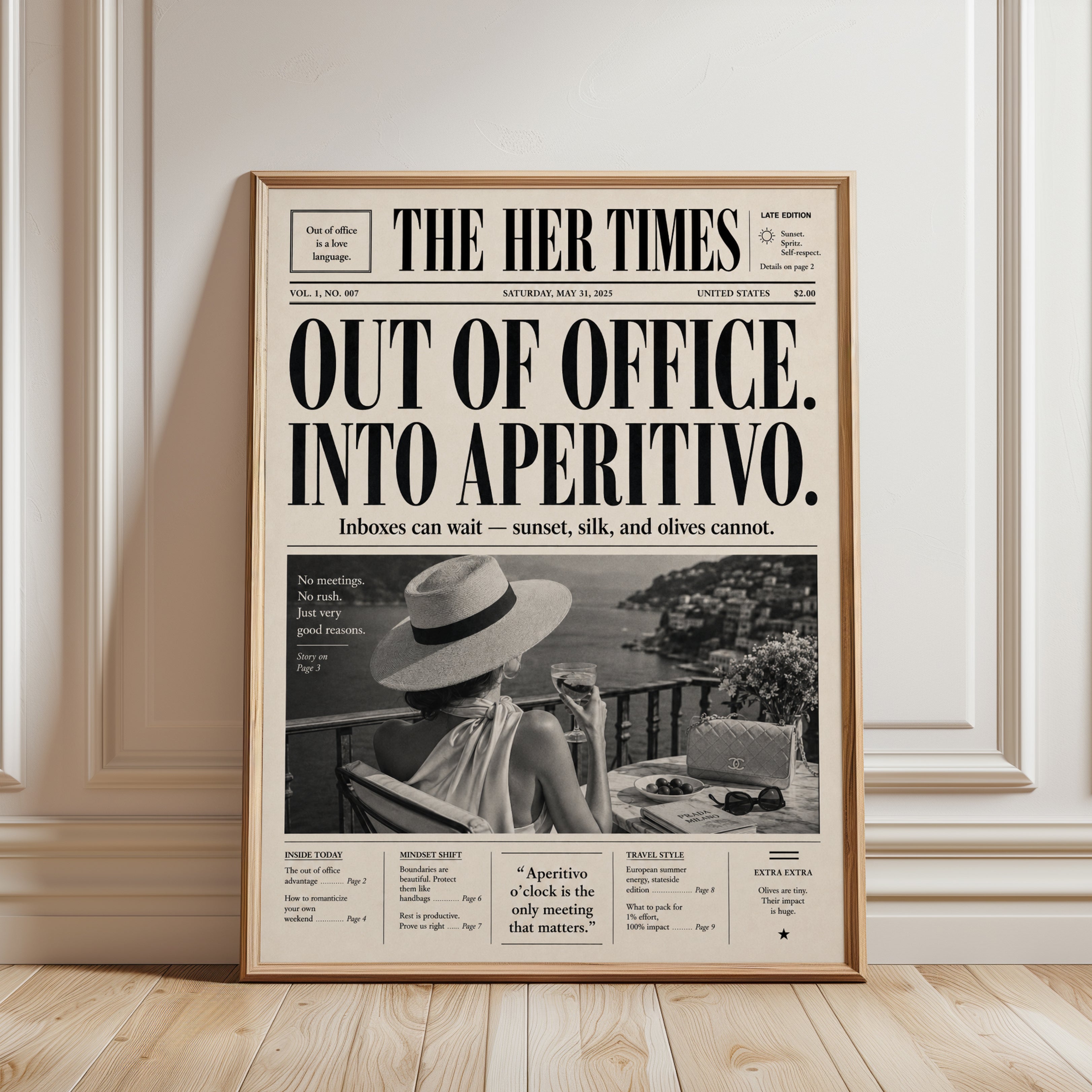 Wall Art Print: Italian Aperitivo Theme - framed detail