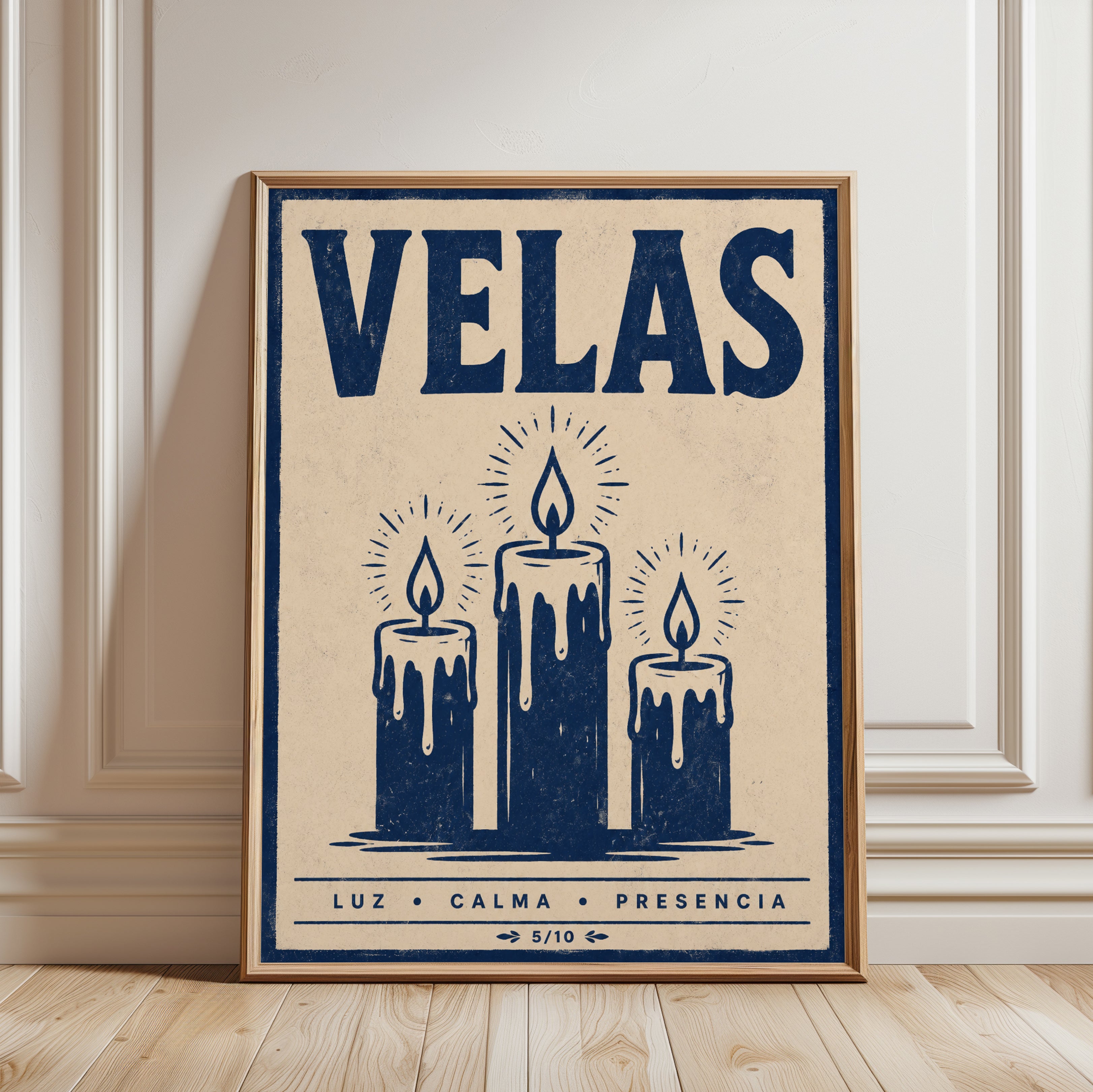 Velas Candle Print: Rustic Spanish Revival - framed detail