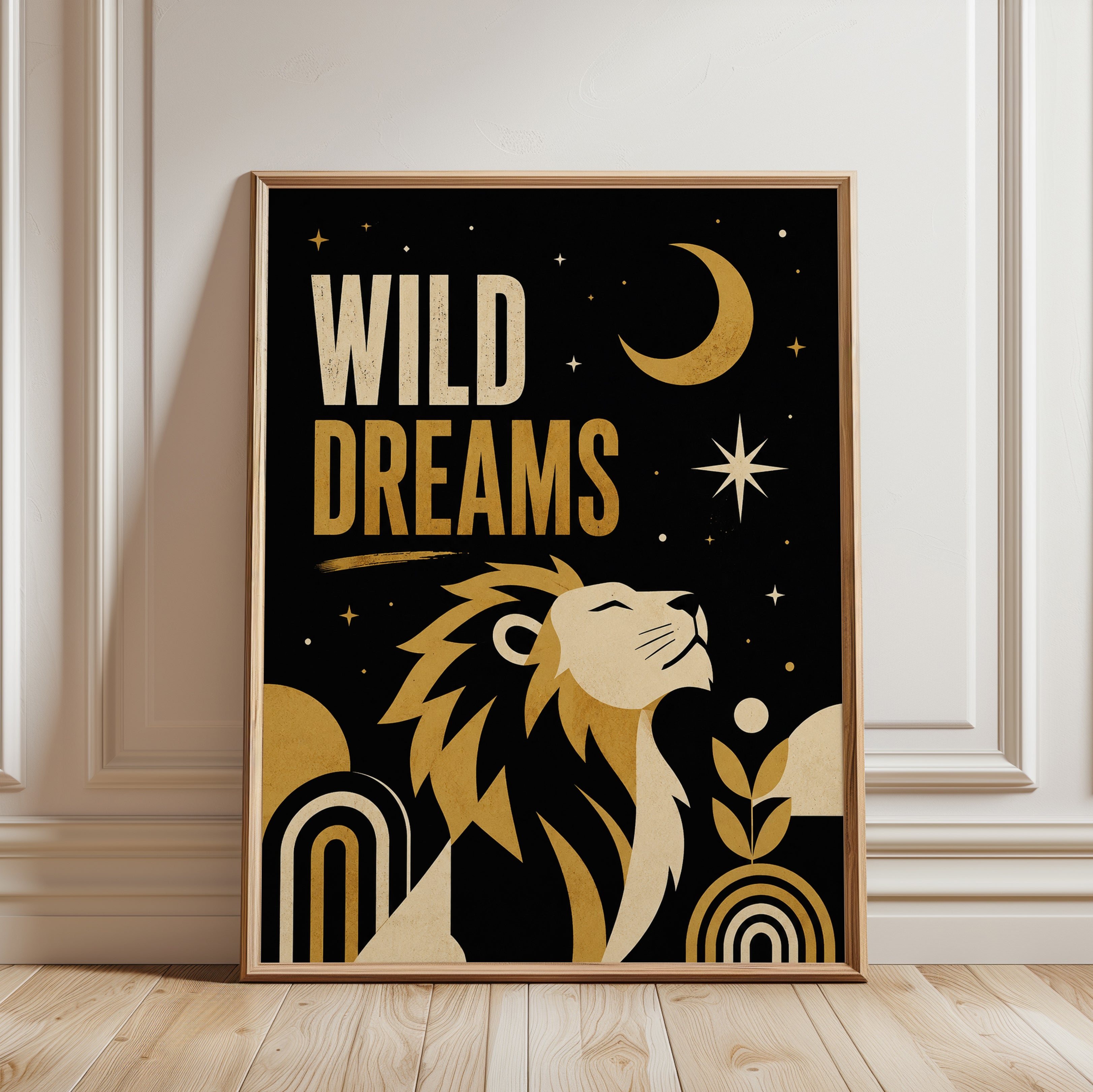 Lion Nursery Wall Art – Wild Dreams Print - framed detail