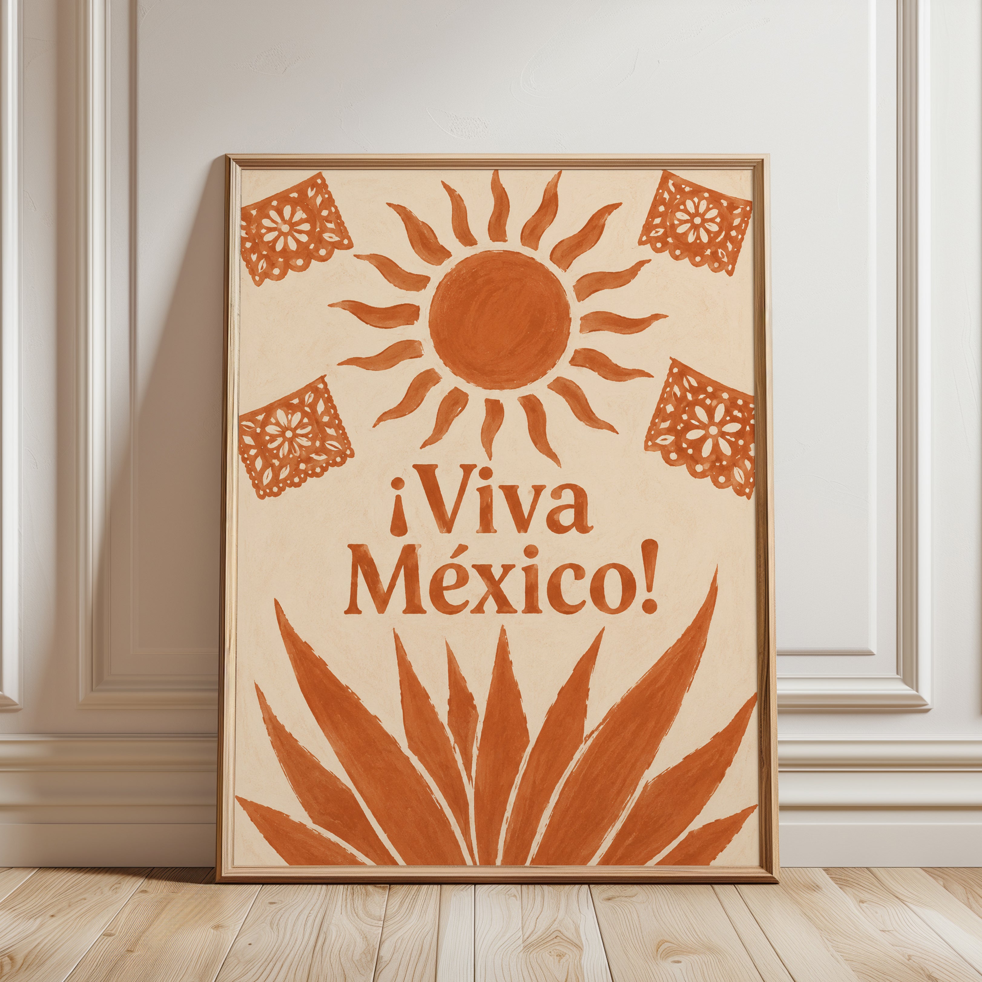 Mexican Folk Art Print – Sun Wall Decor - framed detail