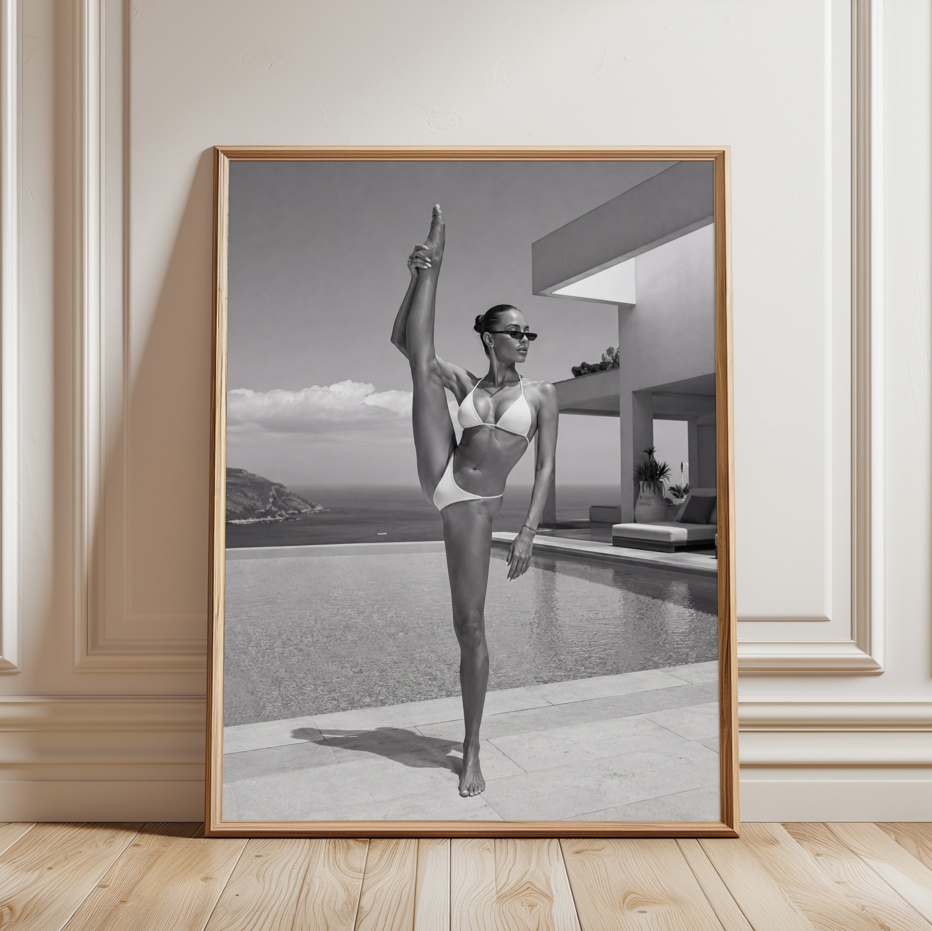Yoga Wall Art – Black and White Photography - framed detail