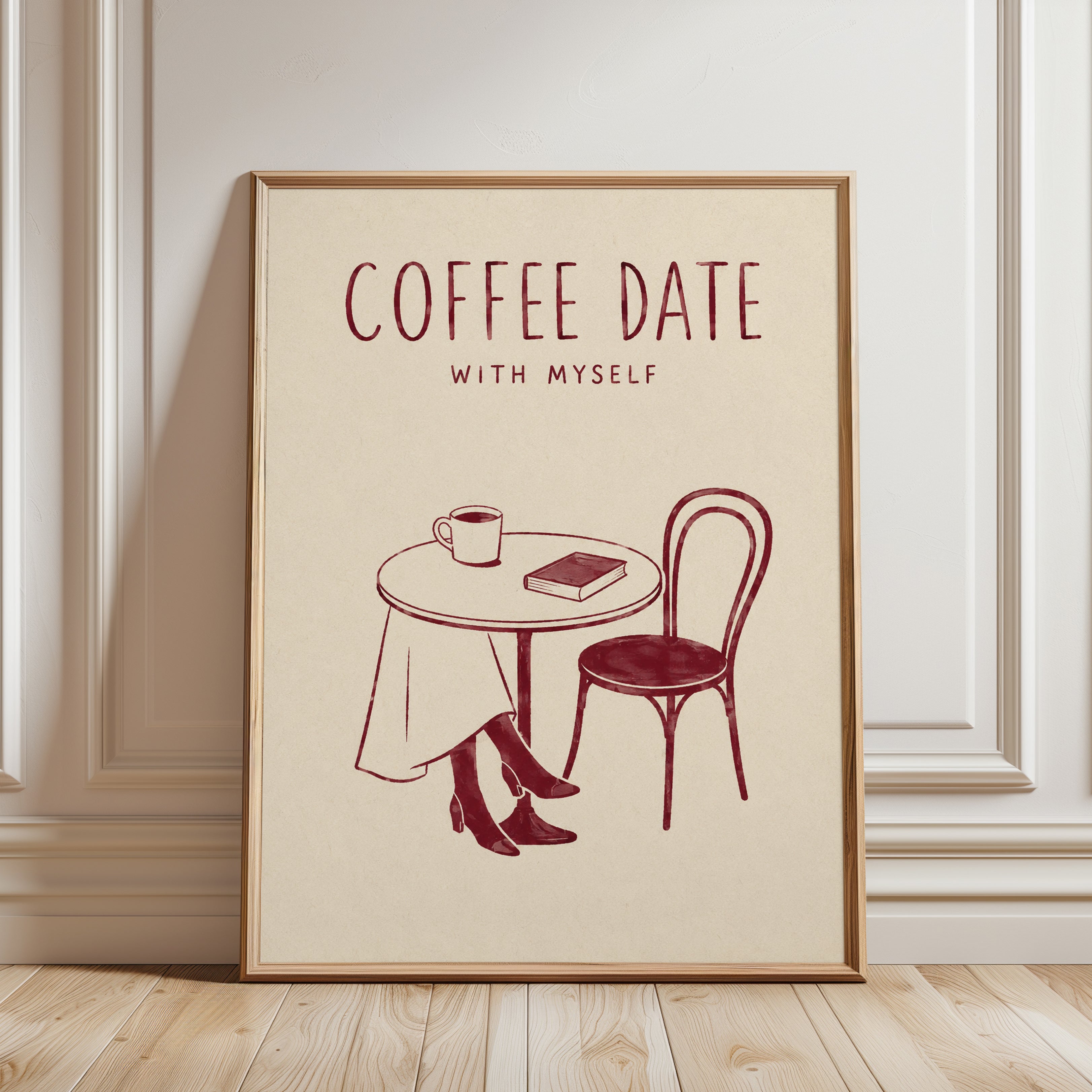 Coffee Date Wall Art – Self Care Quote Print - framed detail