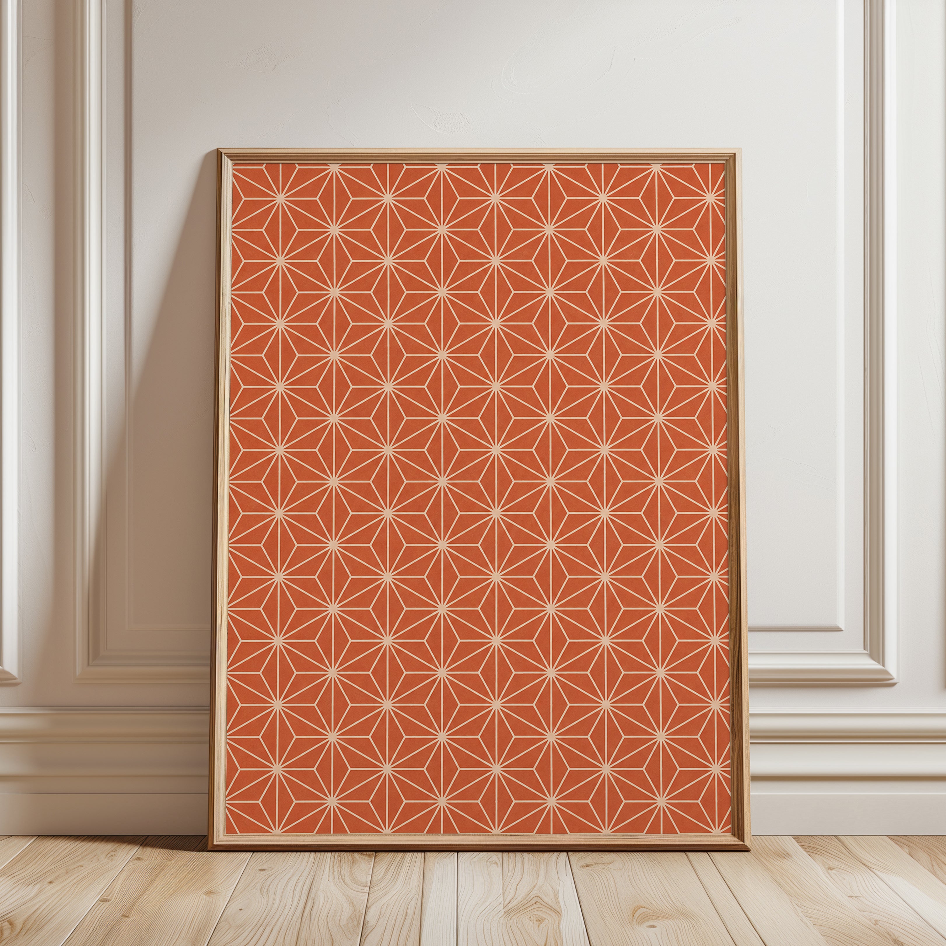 Asanoha Pattern Print: Japanese Geometric Design - framed detail
