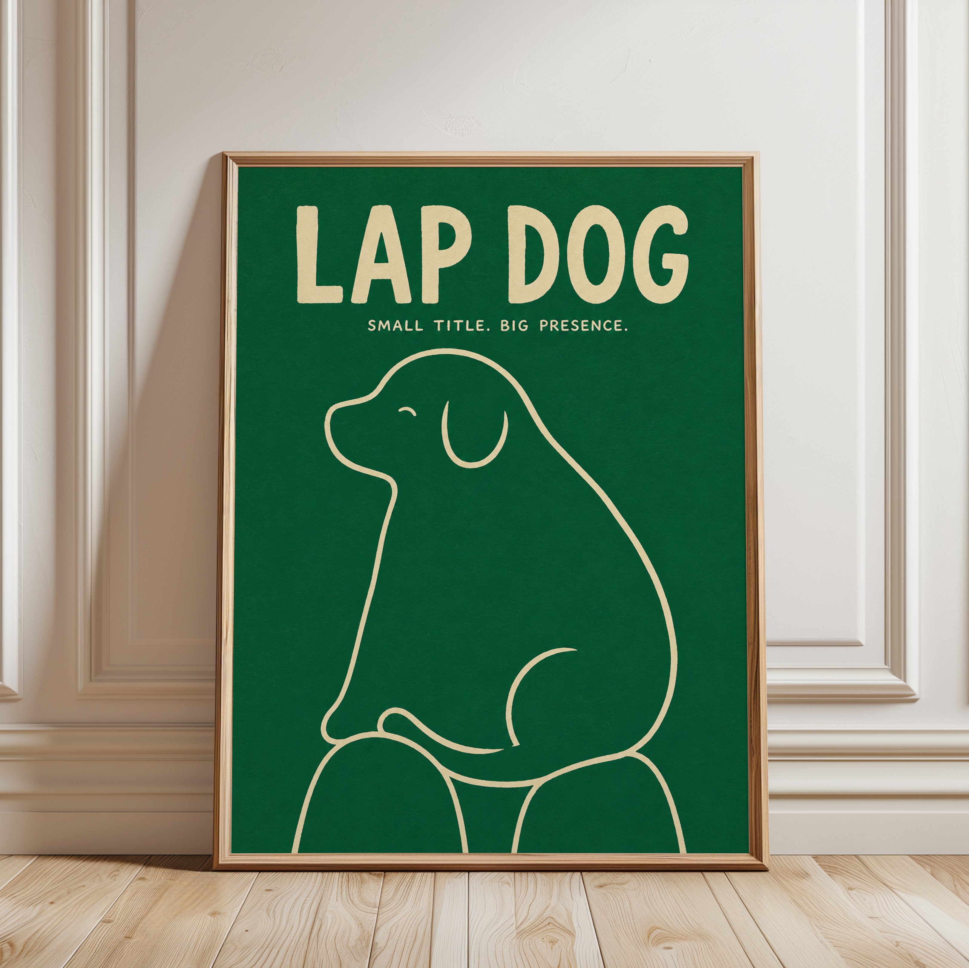 Lap Dog Minimalist Line Art Print - framed detail