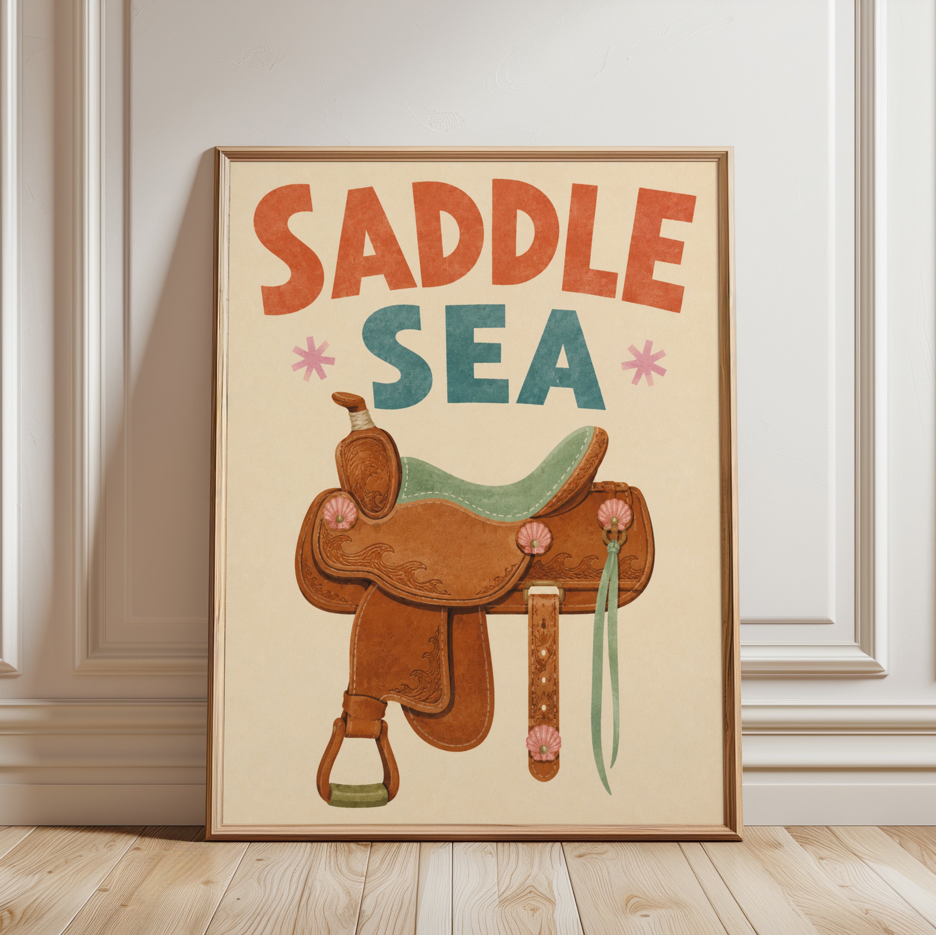 Western Wall Art – Cowgirl Saddle Print - framed detail
