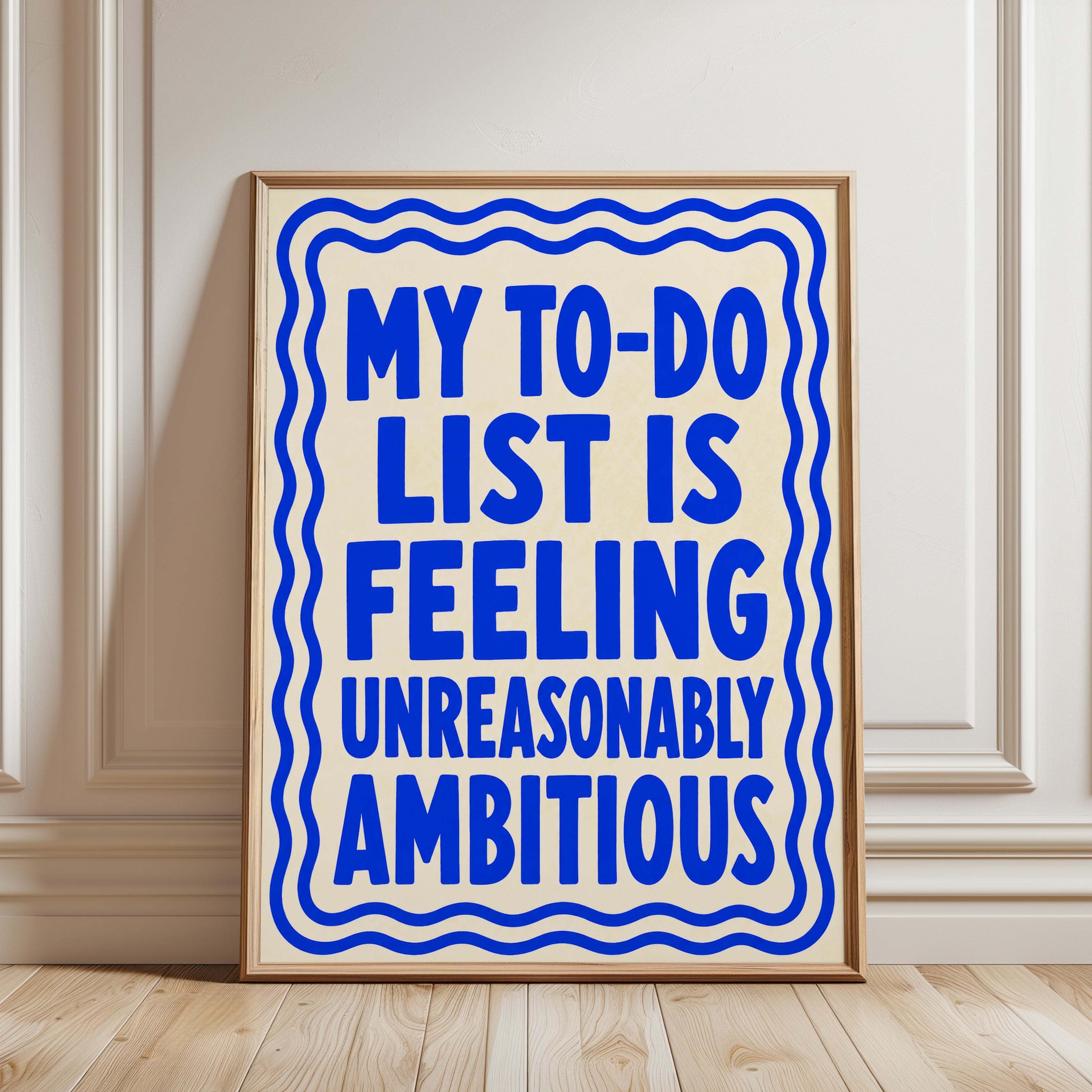 Inspirational Wall Art: Bold Blue Typography - framed detail