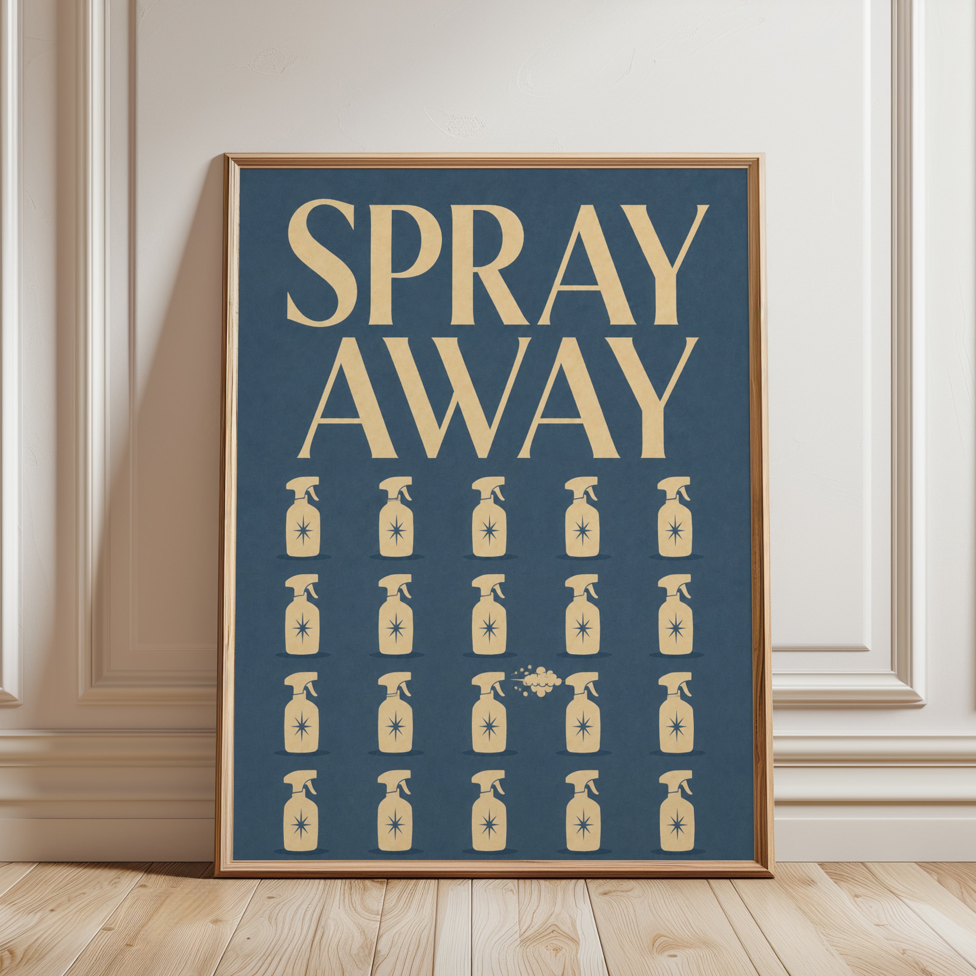 Retro Cleaning Wall Art - framed detail