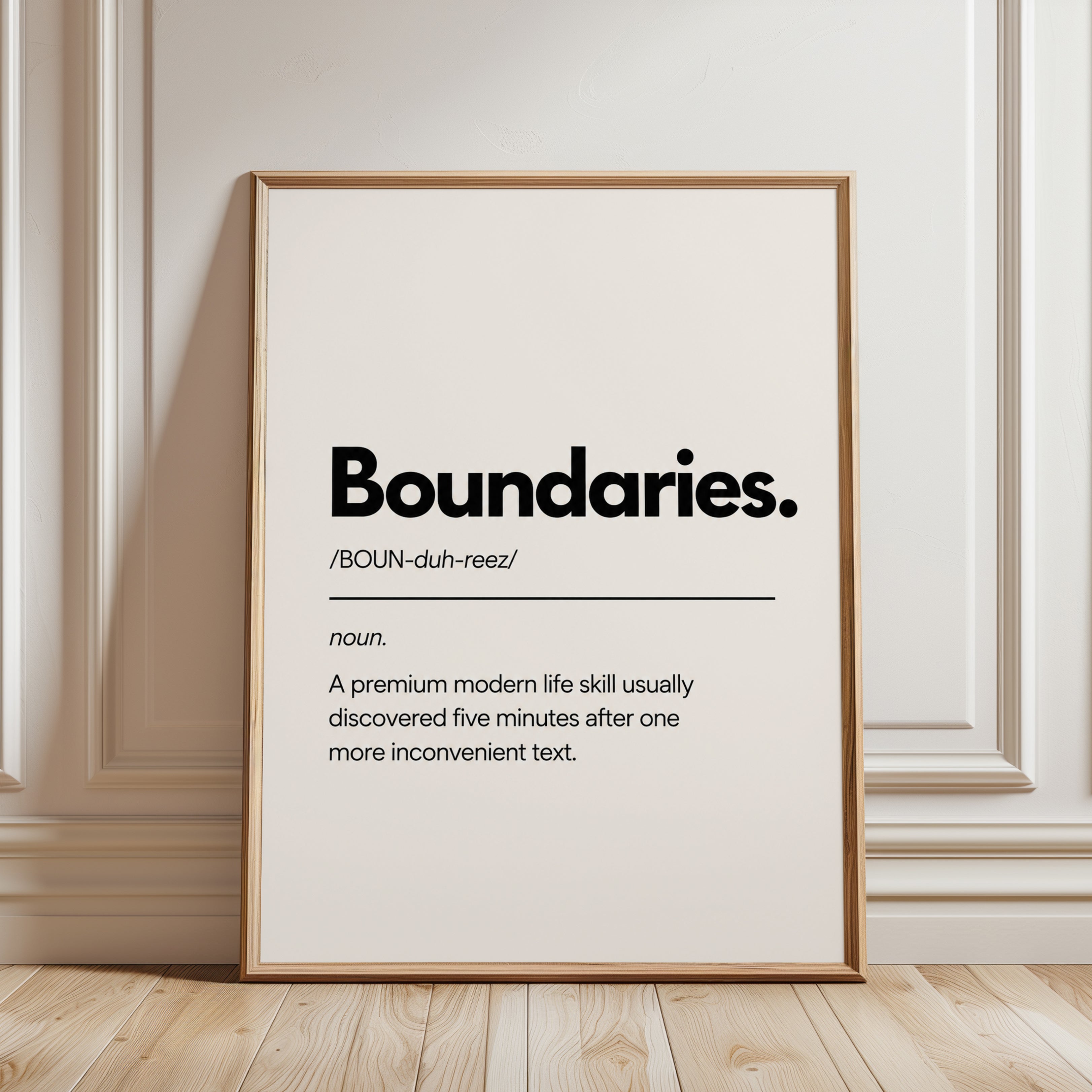 Typography Wall Art: Funny Boundaries Definition - framed detail