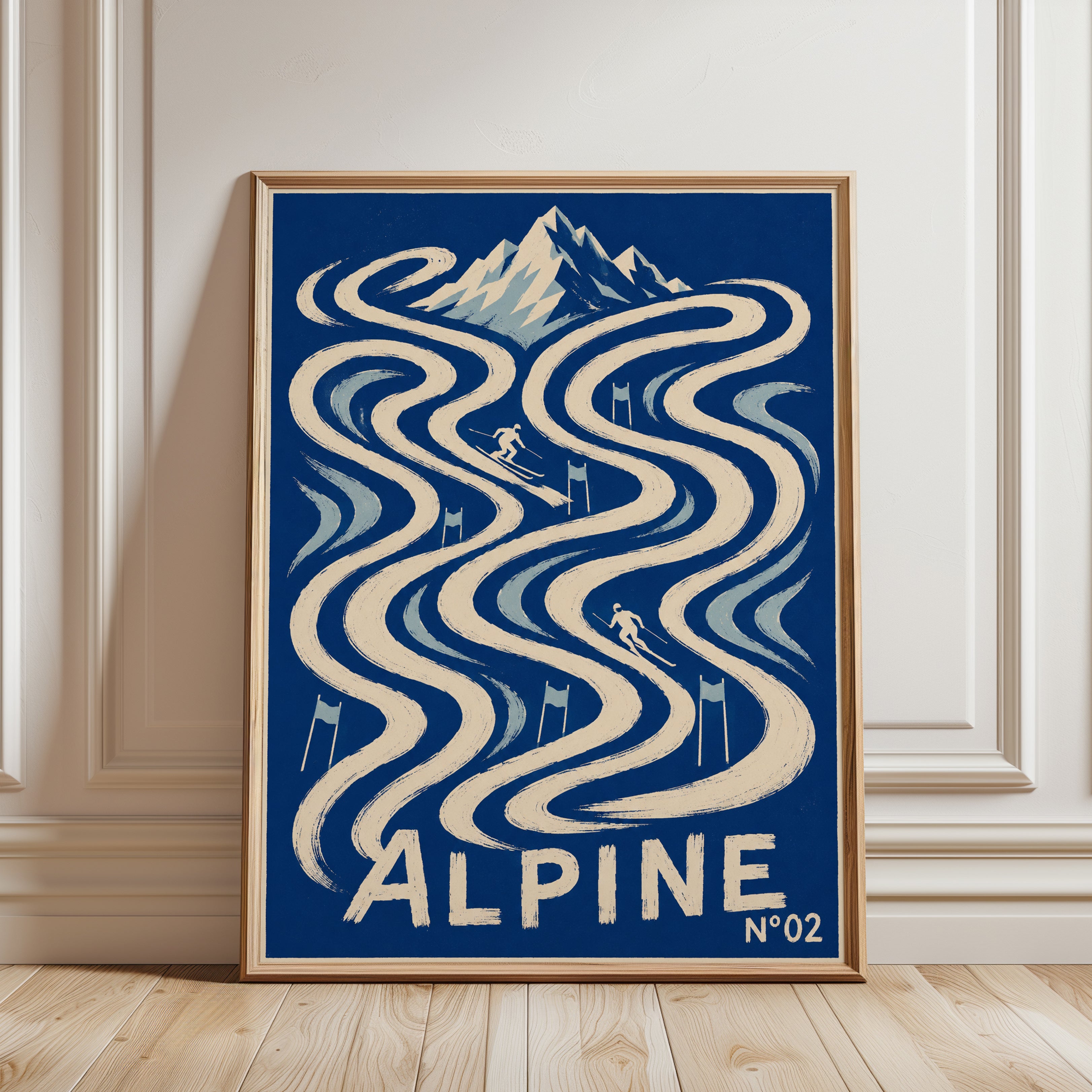 Ski Poster – Vintage Alpine Wall Art - framed detail