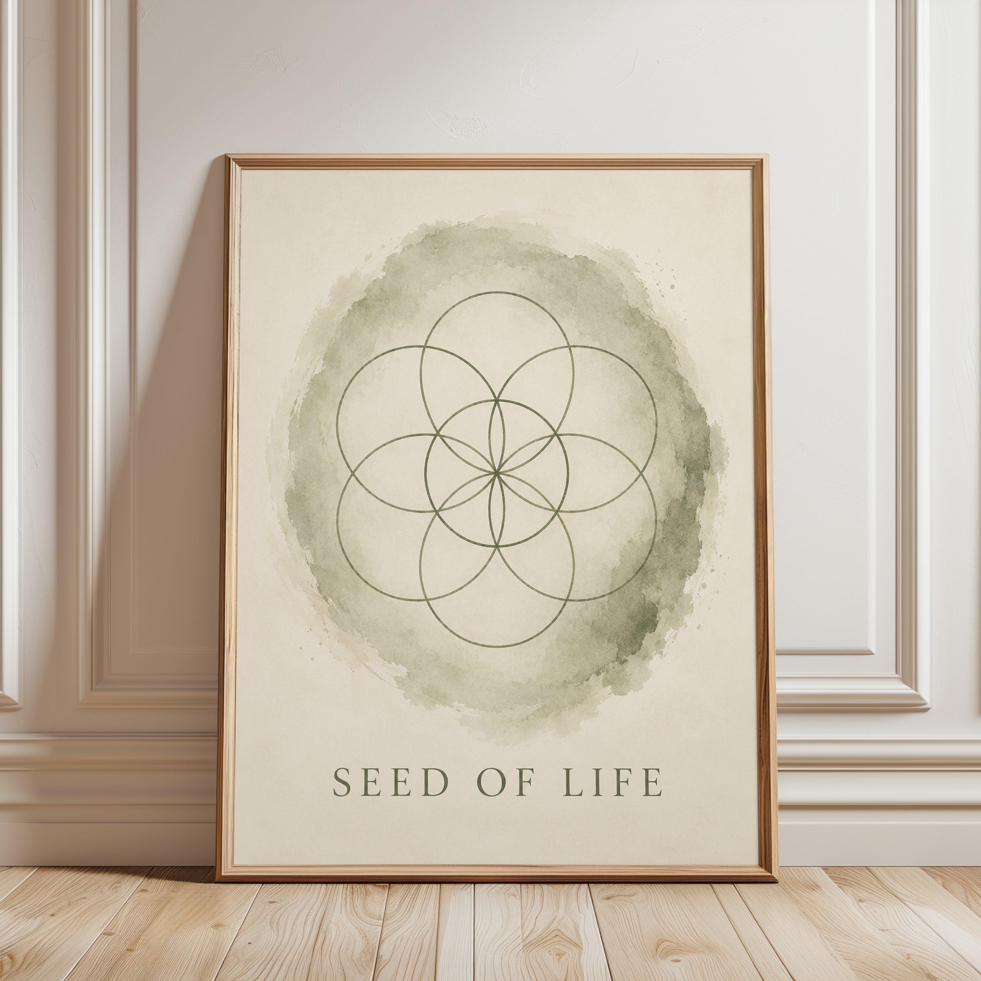 Sacred Geometry Print: Seed of Life Design - framed detail