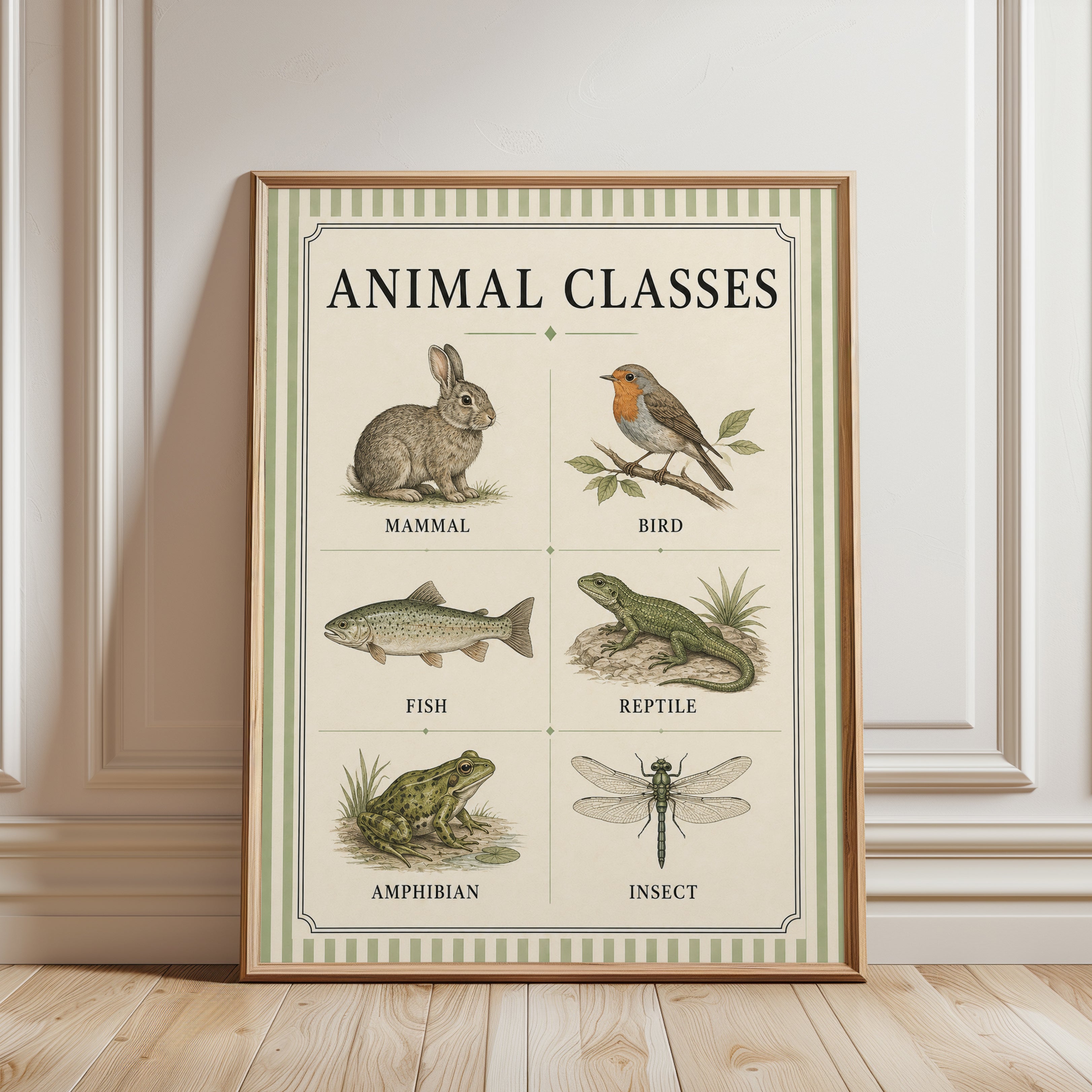 Animal Classes Poster – Educational Science Print - framed detail