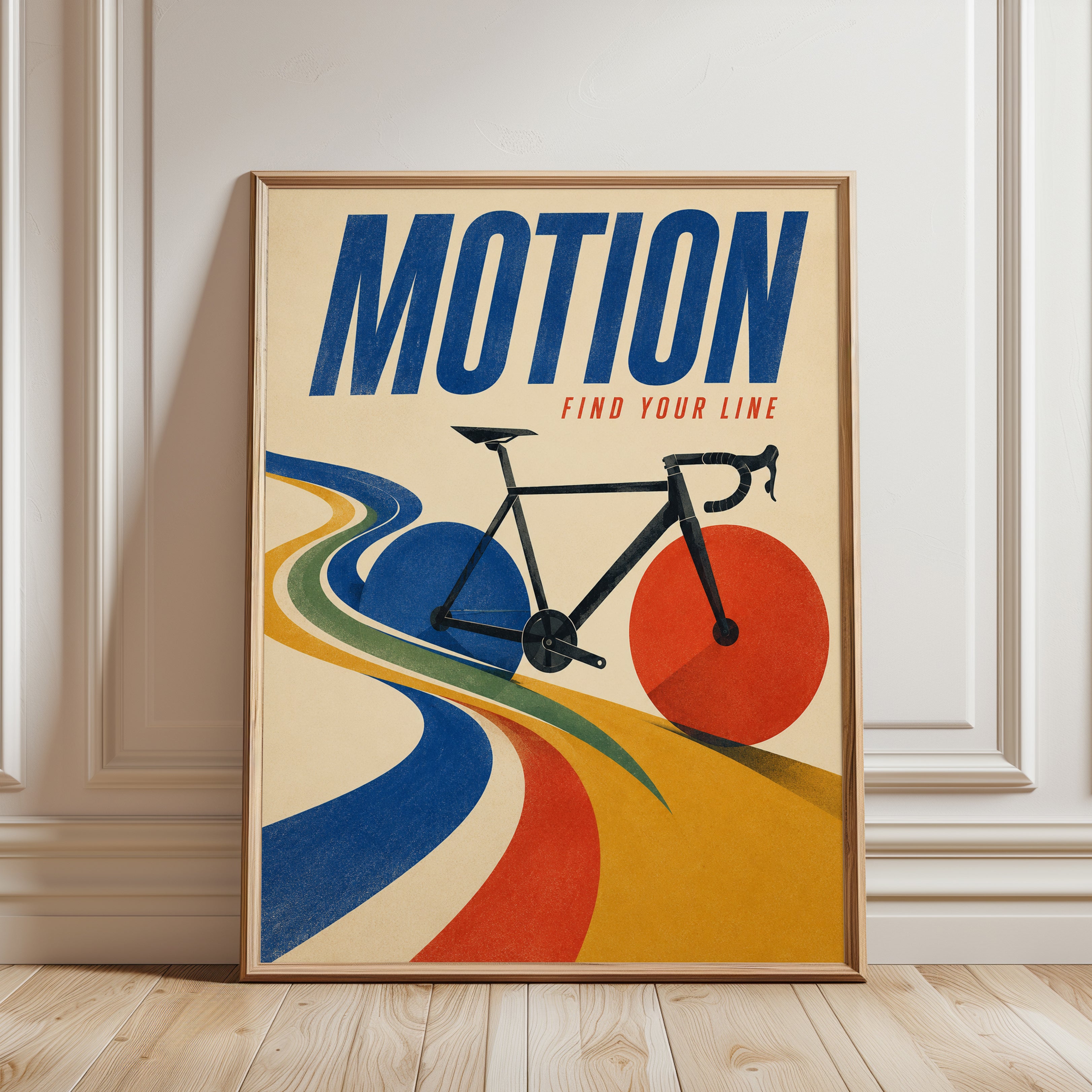 Cycling Wall Art – Retro Bike Poster - framed detail