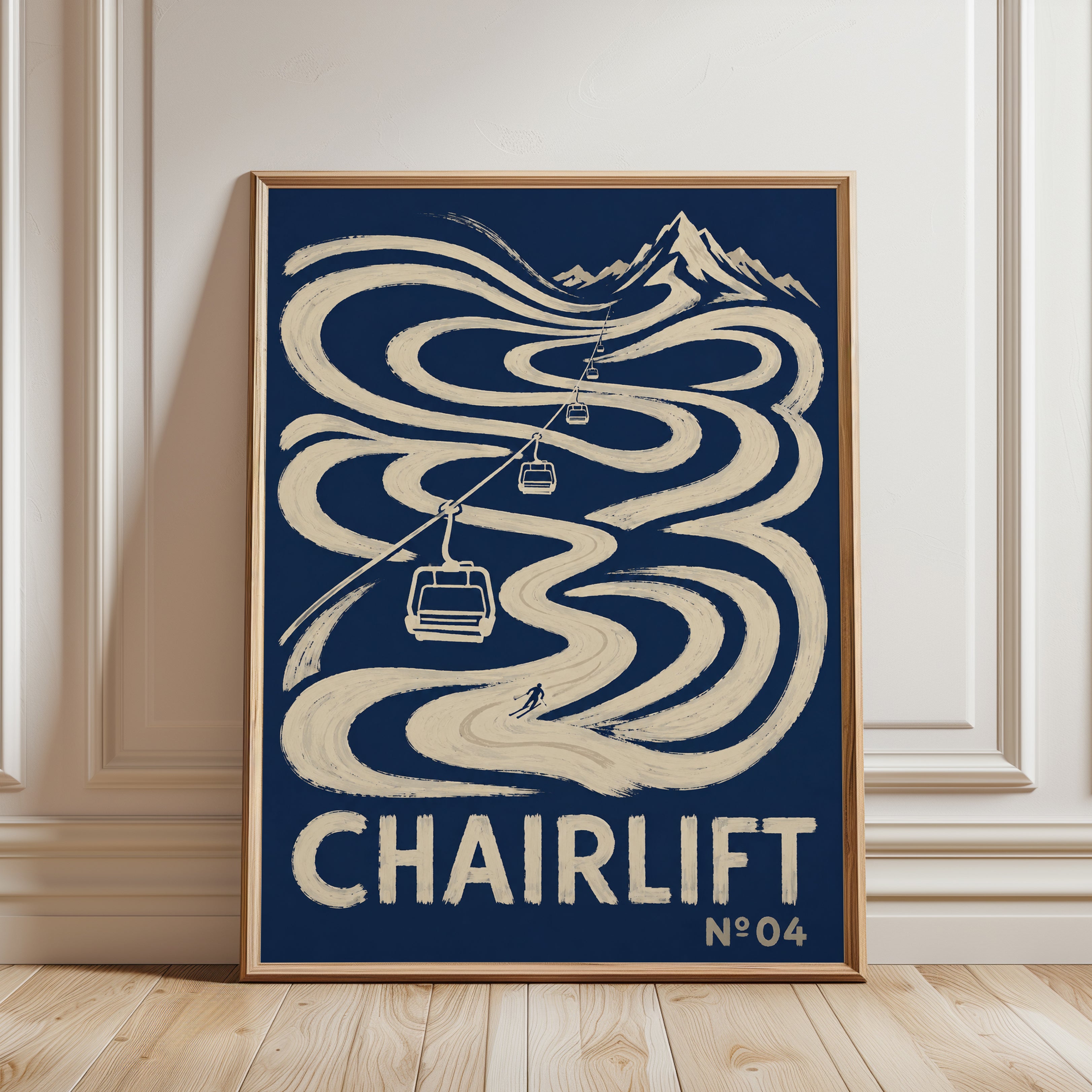 Ski Lift Poster – Vintage Ski Print - framed detail