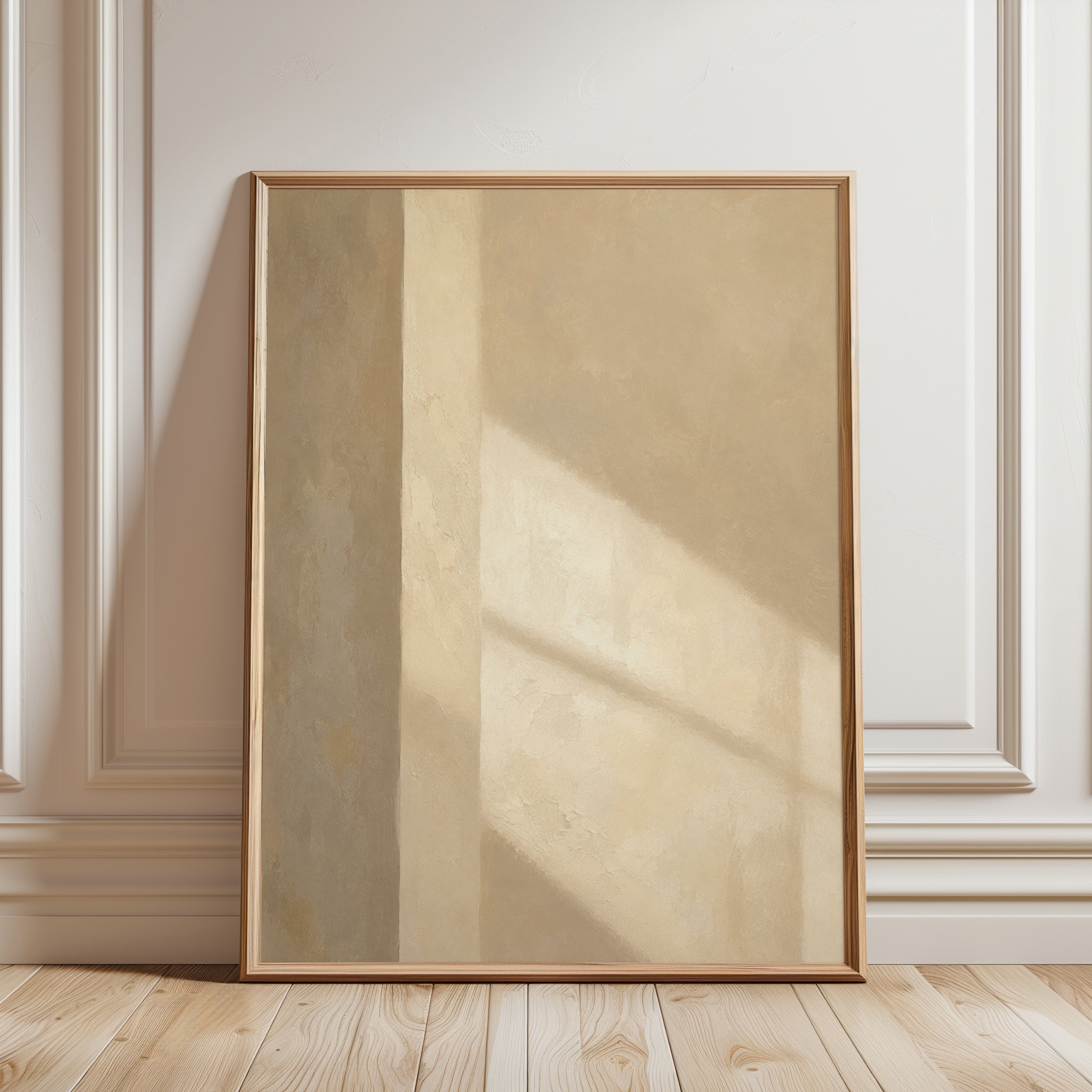 Sunlight and Shadow Wall Art: Minimalist Beige Architecture Print - framed detail