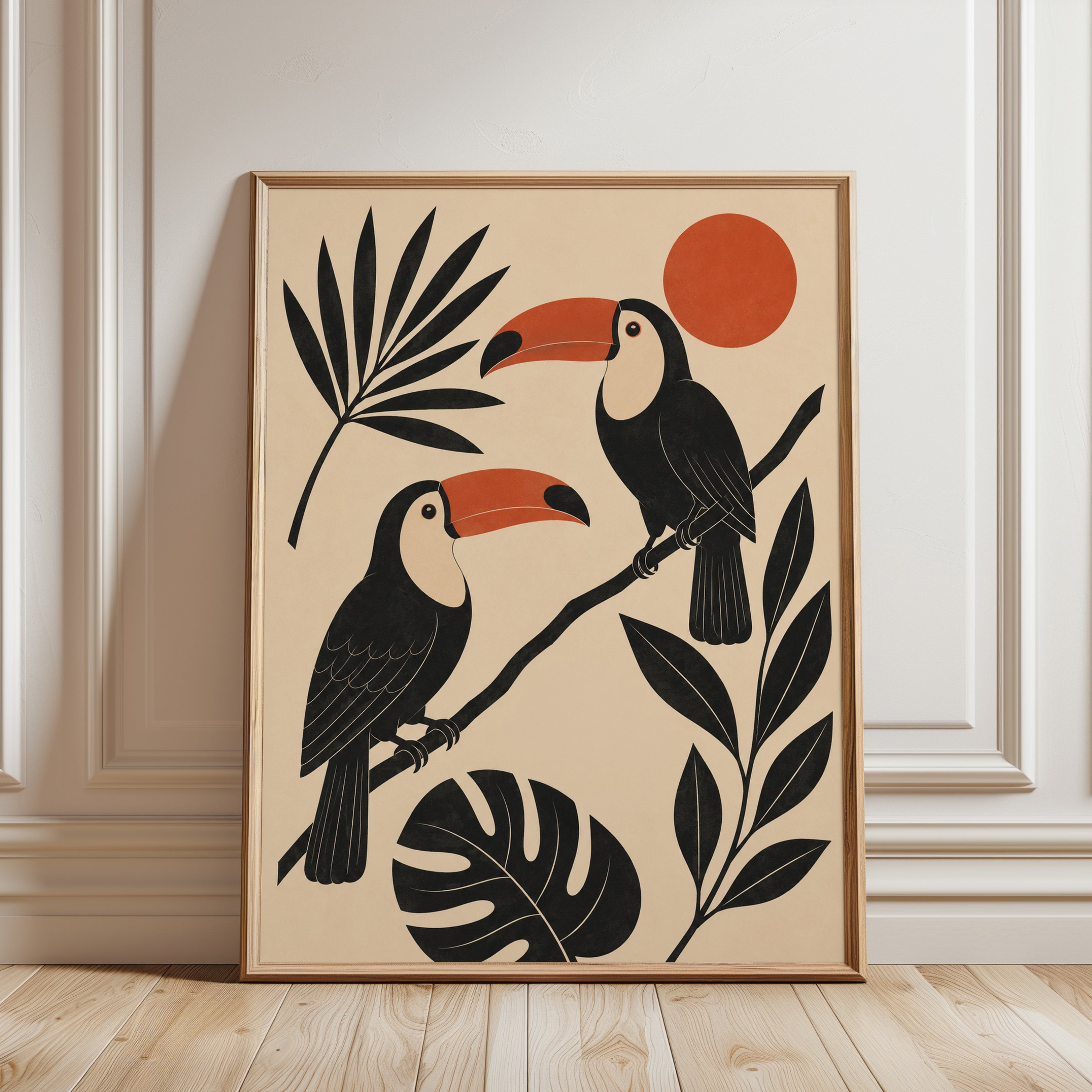 Toucan Wall Art – Tropical Bird Print - framed detail