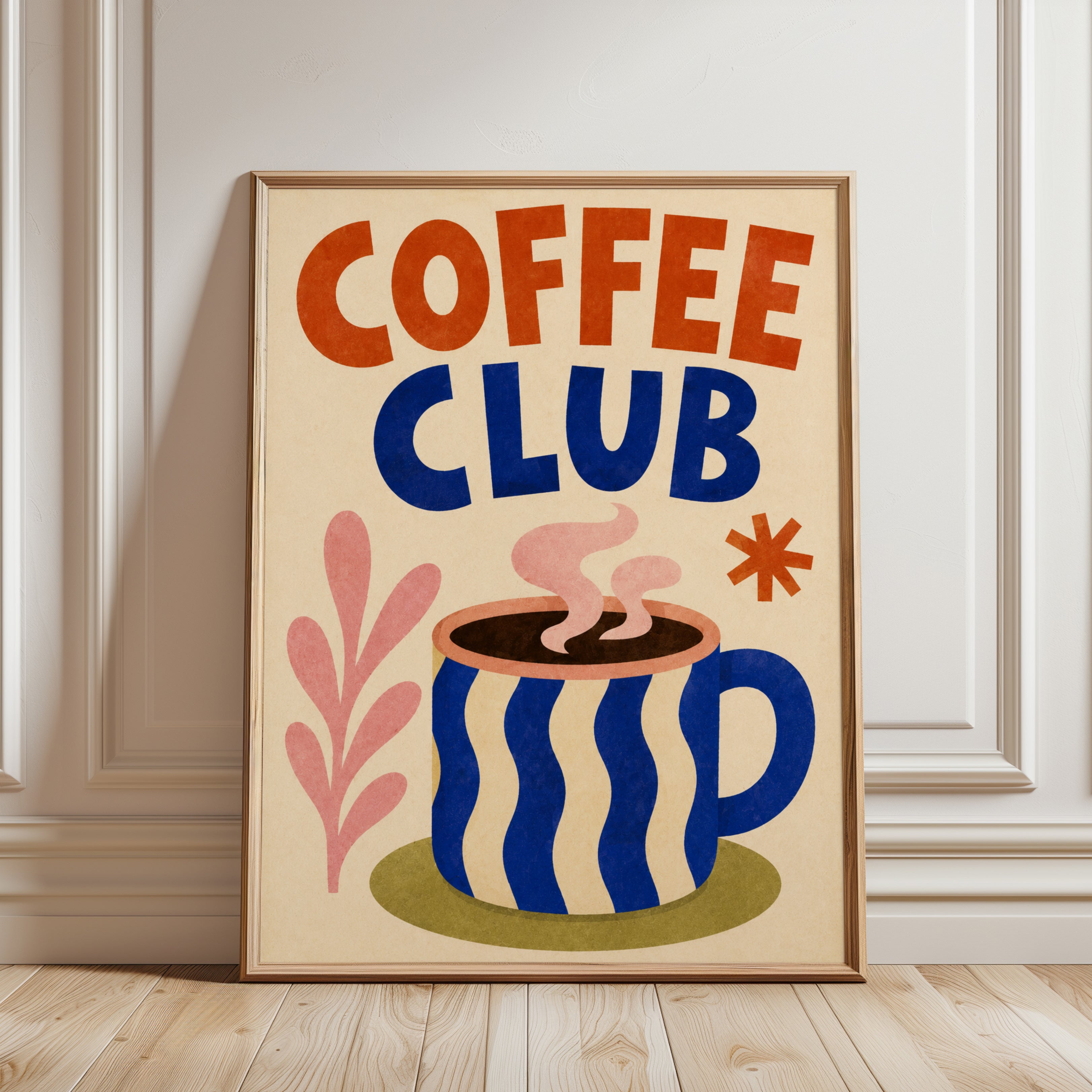 Coffee Bar Wall Art – Retro Kitchen Print - framed detail