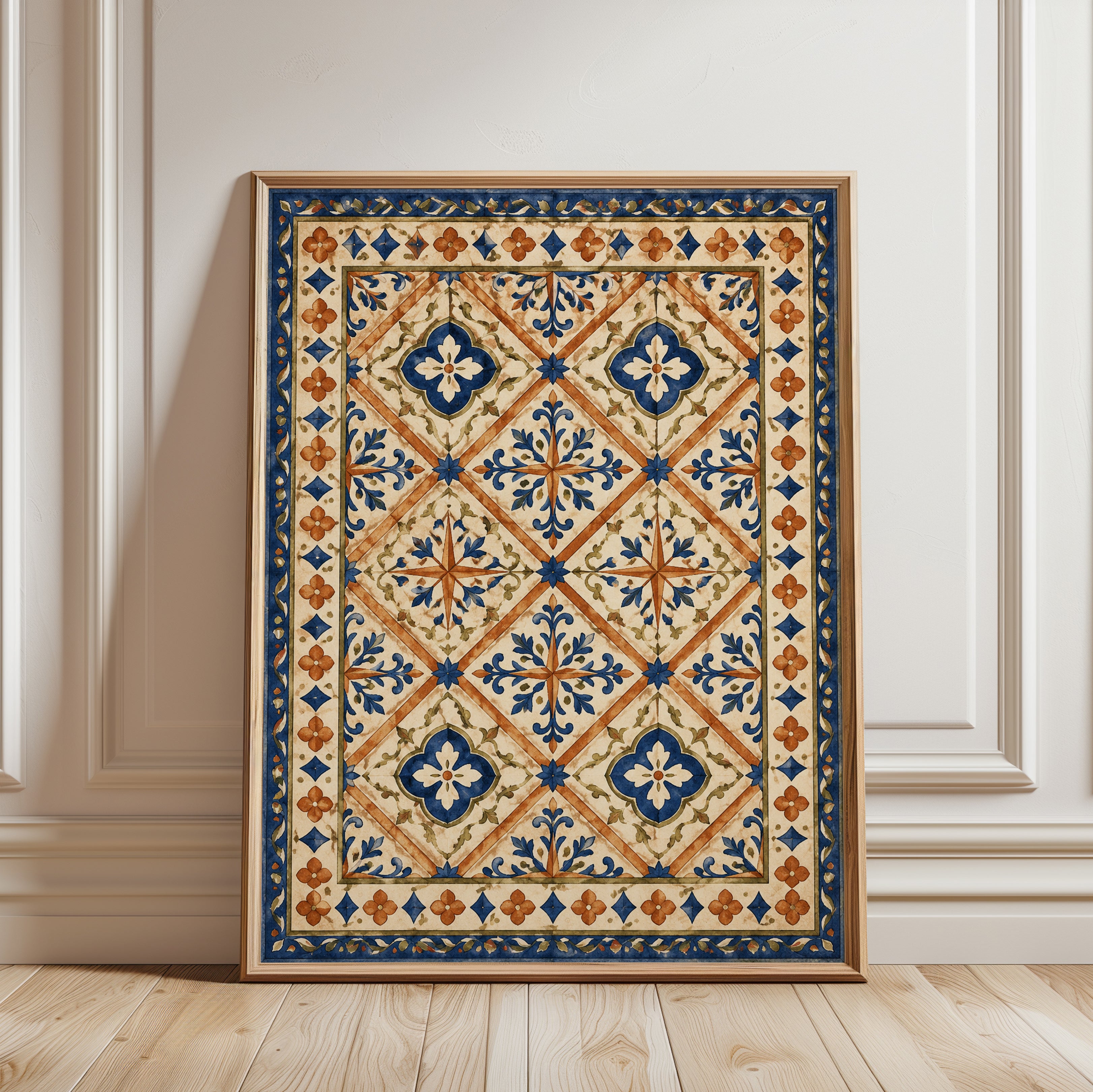 Moroccan Tile Wall Art - framed detail