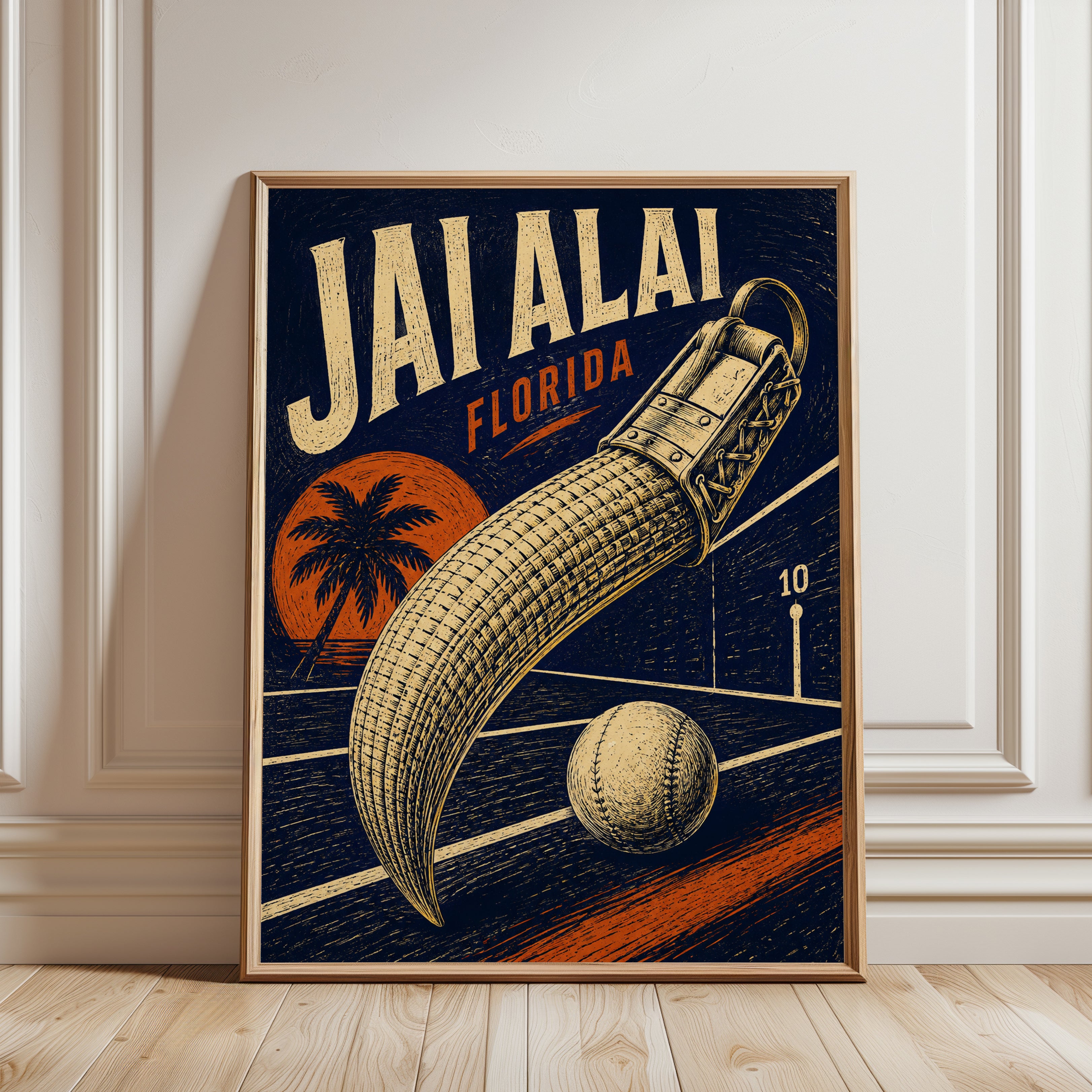 Jai Alai Poster – Florida Sports Print - framed detail